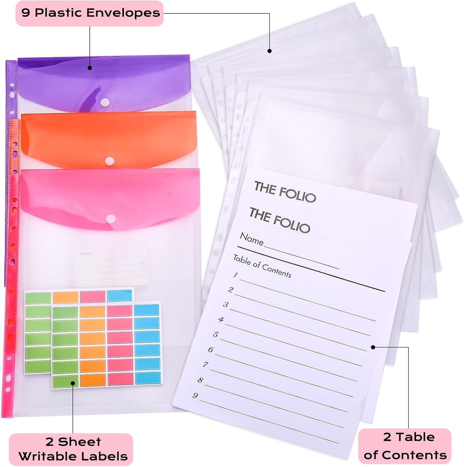 XKDOUS Aesthetic Document Organizer Linen Folio Folders with Pockets, 3-Ring Accordion Storage Binders Expanding File Folder for Important Papers, Documents and Files