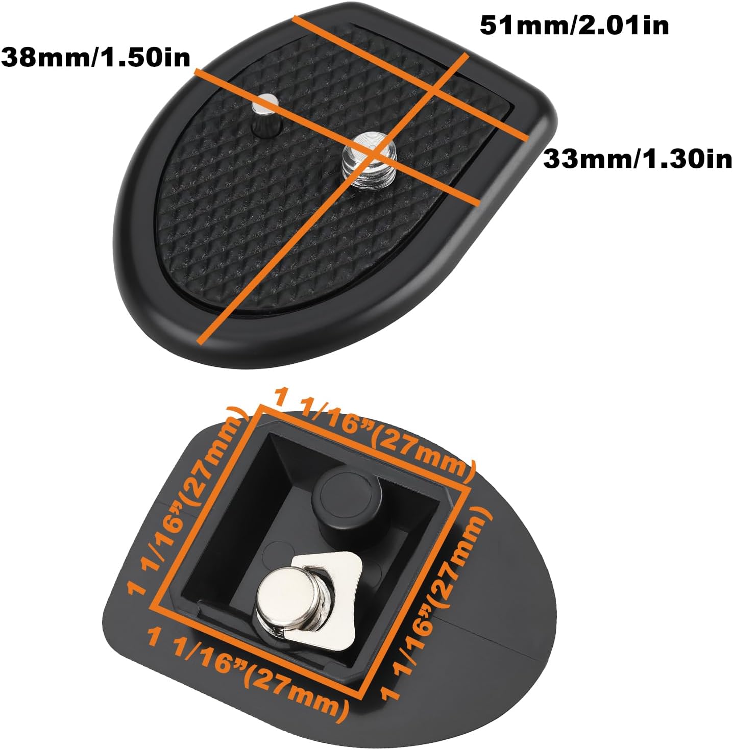 SING F LTD 2X Tripod Quick Release Plate with 1/4" Mounting Screw 27x27mm Compatible with Amazon Basics Lightweight 50-Inch Tripod image 4