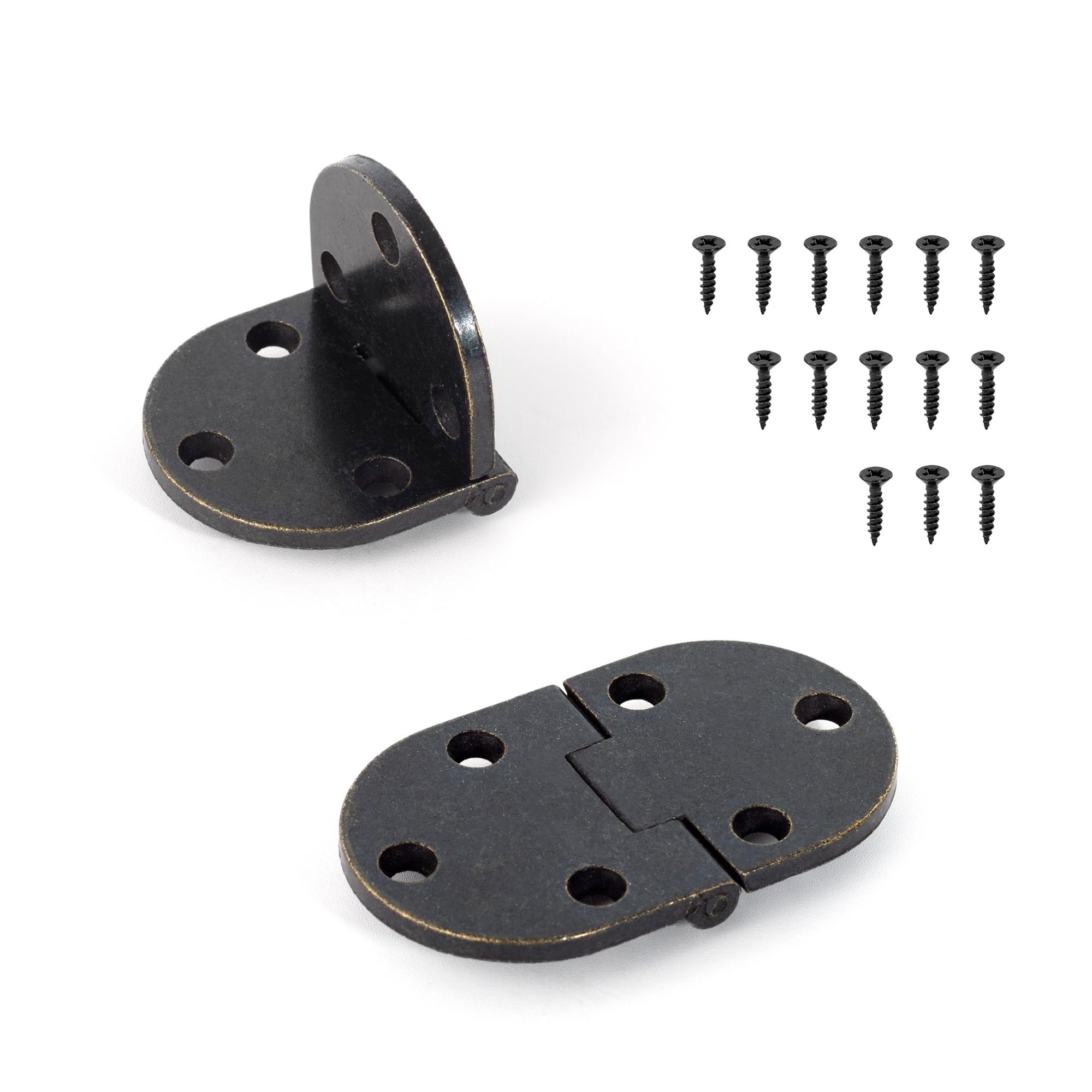 180 Degree Flip Folding Hinge 4pcs Flip Panel Butler Hinges 90 Degree Flap Solid Brass Hinge for Folding Tables Cabinets Wardrobes(Antique Black)