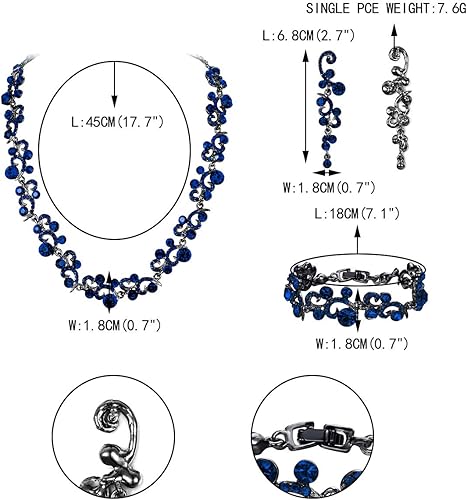 Miniatura 6 de EVER FAITH Conjunto de collar y aretes de cristal austriaco elegante para mujer