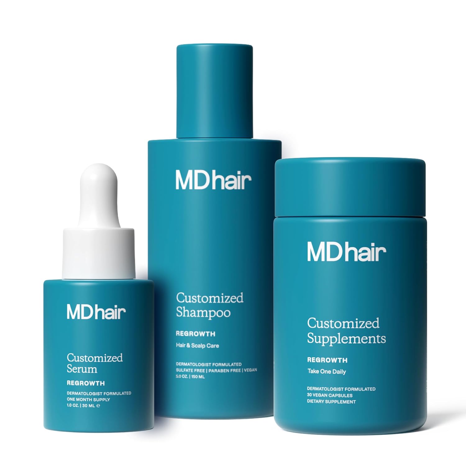 Men's Hair Growth Kit for Thinning Hair, 3-Step System | Hair growth shampoo for men + scalp serum + biotin & saw palmetto supplement; clinically proven, dermatologist-formulated