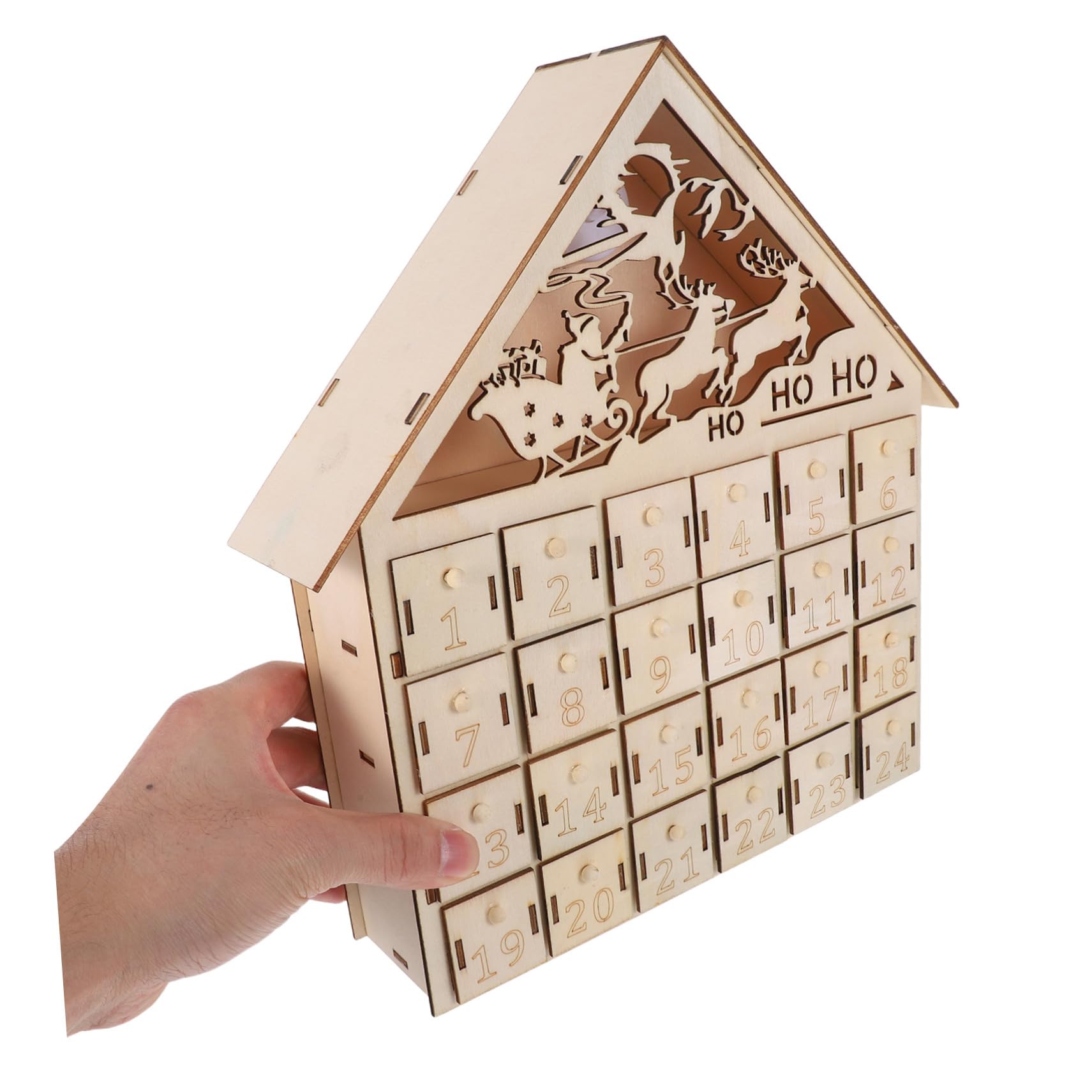 MAGICLULU 24cassetto Calendario del Conto alla Rovescia di Natale in Legno Calendario Avvento Illuminato Decorazione Natalizia Rustica Riutilizzabile per Famiglia
