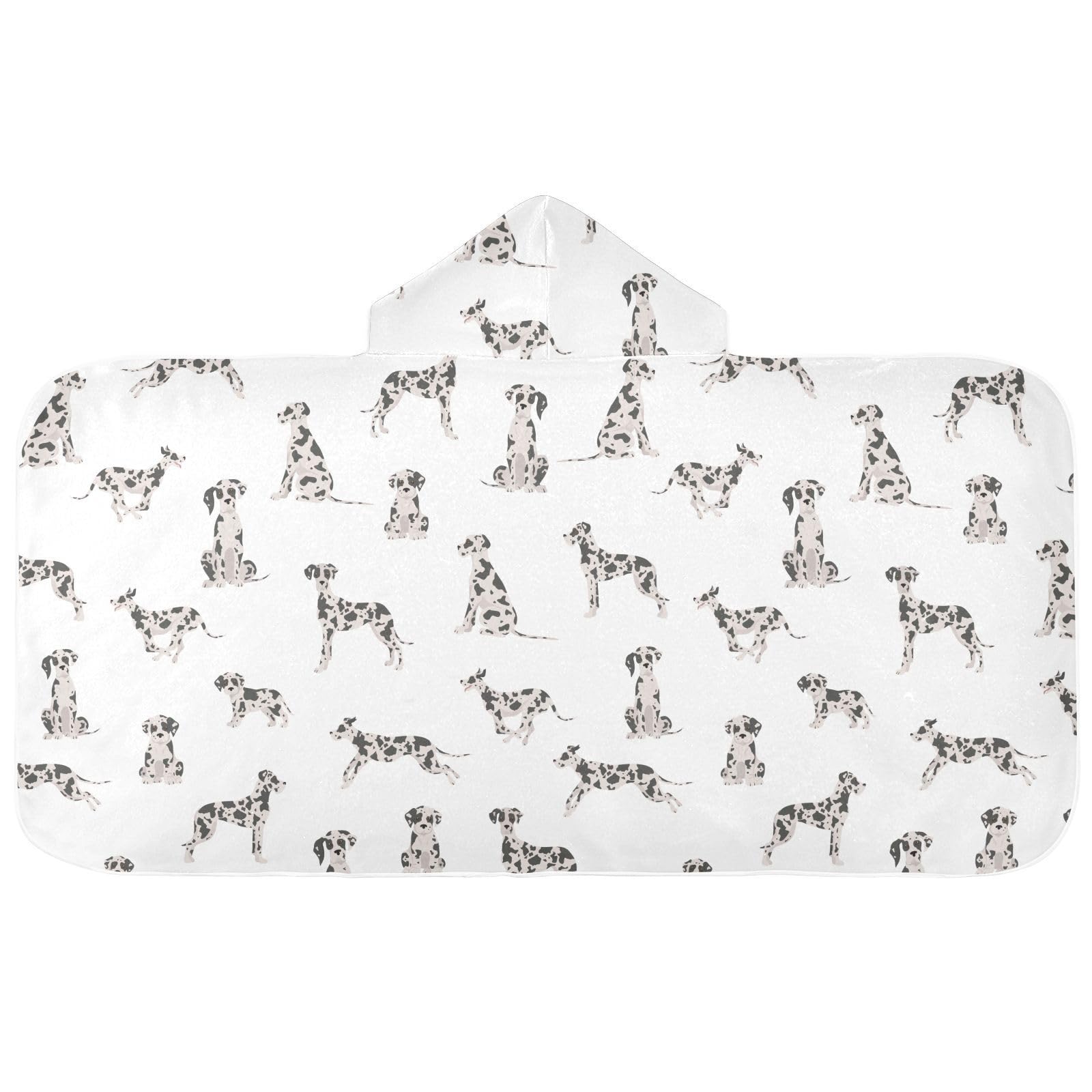 susiyo Kids Hooded Bath Towel Great Dane Beach Towel for Kids 23.5 x 50 Inch Microfiber Soft Absorbent Quick Dry Bath Swim Pool Towel Wrap Poncho Bathrobe with Hood for Kids Toddler