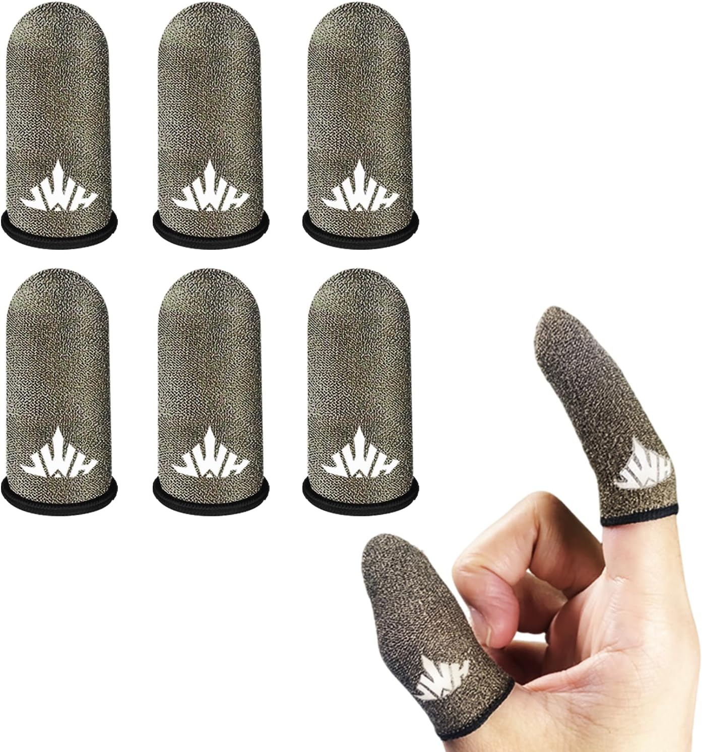 6 Pack Dedales Gamer Profesionales Anti Slip Silver Fiber Gaming Finger Sleeve Covers Sweat Proof Mobile Phone Gamer Glove Guantes para Durable Thumb Cots for Pubg Gaming Accessories
