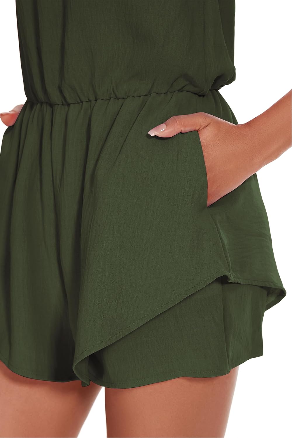 Women Rompers for Summer Dressy Strapless Romper Ruffle Shorts Jumpsuit Trendy Vacation Beach Outfits 2025 - Image 5