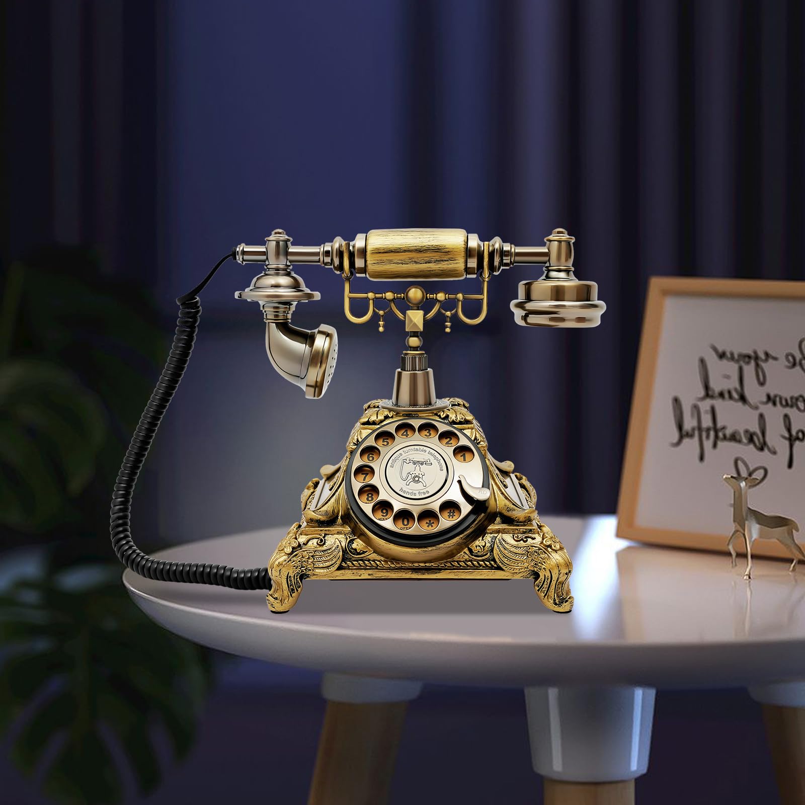 Téléphone Rétro À Cadran Rotatif Bronze Vintage Filaire Bureau