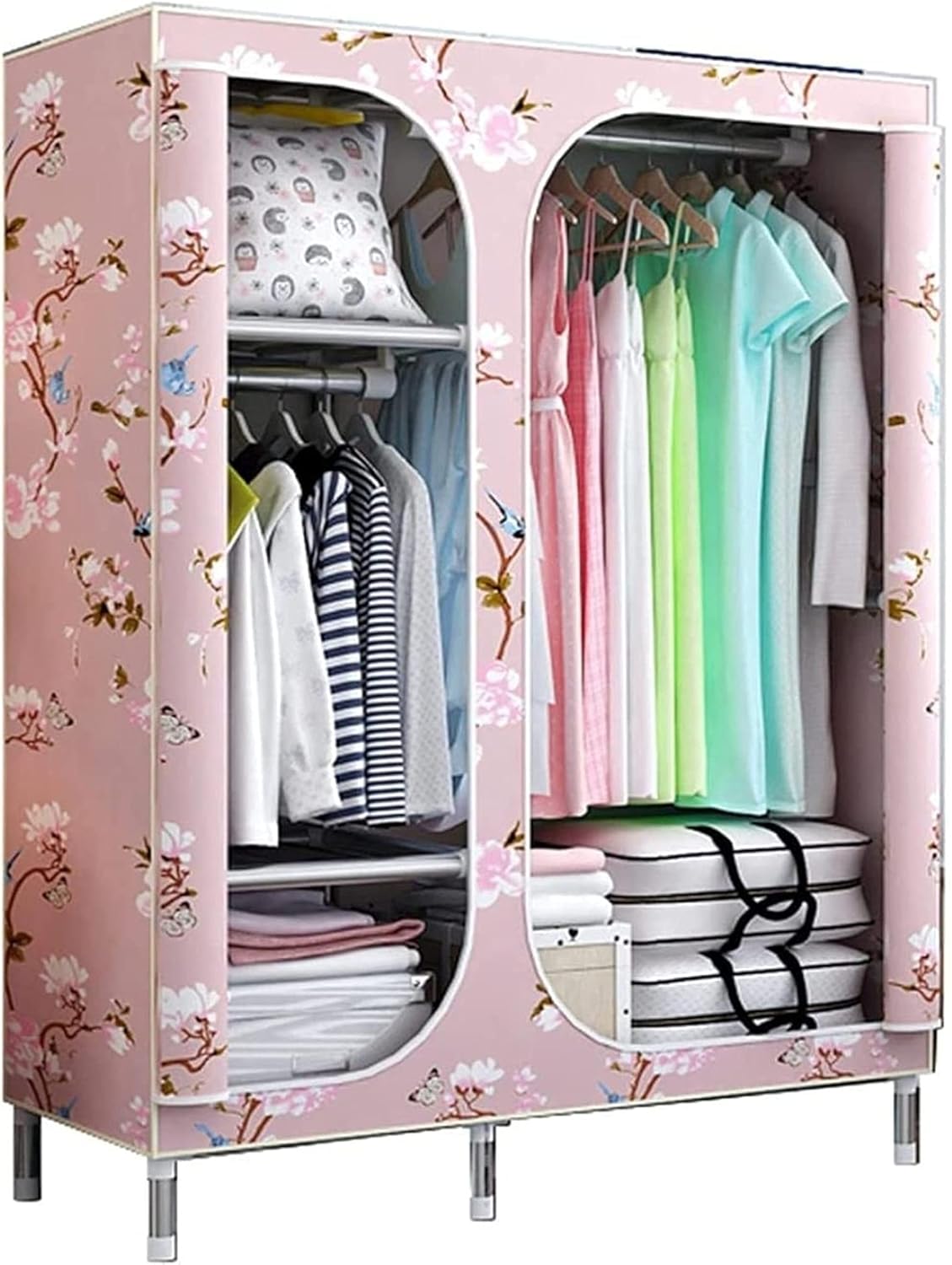 Metal Wardrobe Portable Assemble The Wardrobe Bedroom Wardrobe 168 45 105CM Clothes Rack (Color : C Size : 168 45 105CM) (A 168 * 45 * 105CM)