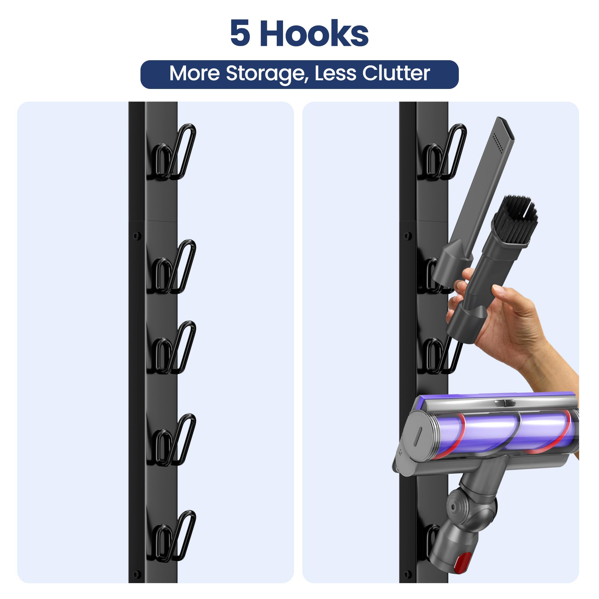 Vacuum Cleaner Stand Compatible with Dyson V15, V12, V11, V10, V8, V7, V6 & G5 – Freestanding Holder with Accessory Storage, No Drilling Required, Easy Installation thumbnail 14
