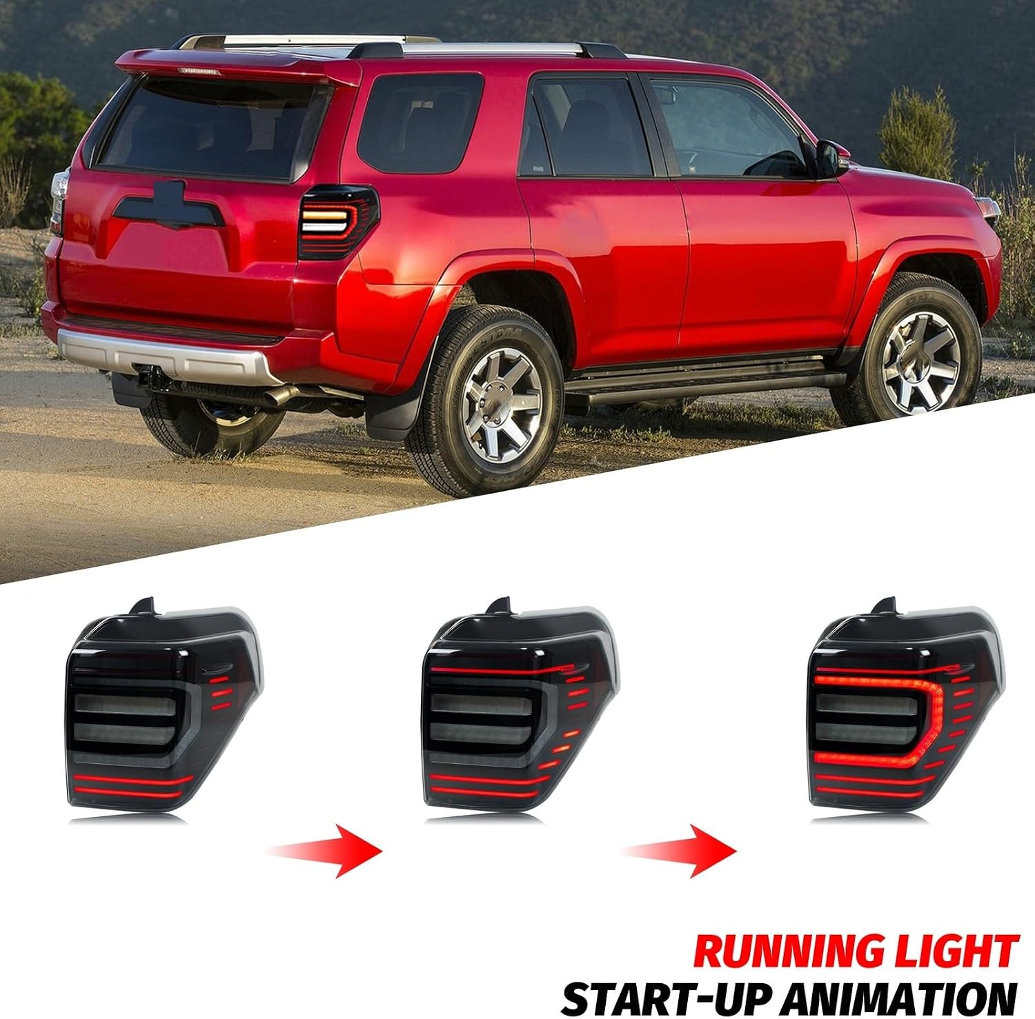 New Accessory Compatible with 4Runner 2010-2024 5th Gen Full LED Tail Lights with Sequential Turn Signal Dynamic Animation Rear Lamps Assembly (Black)