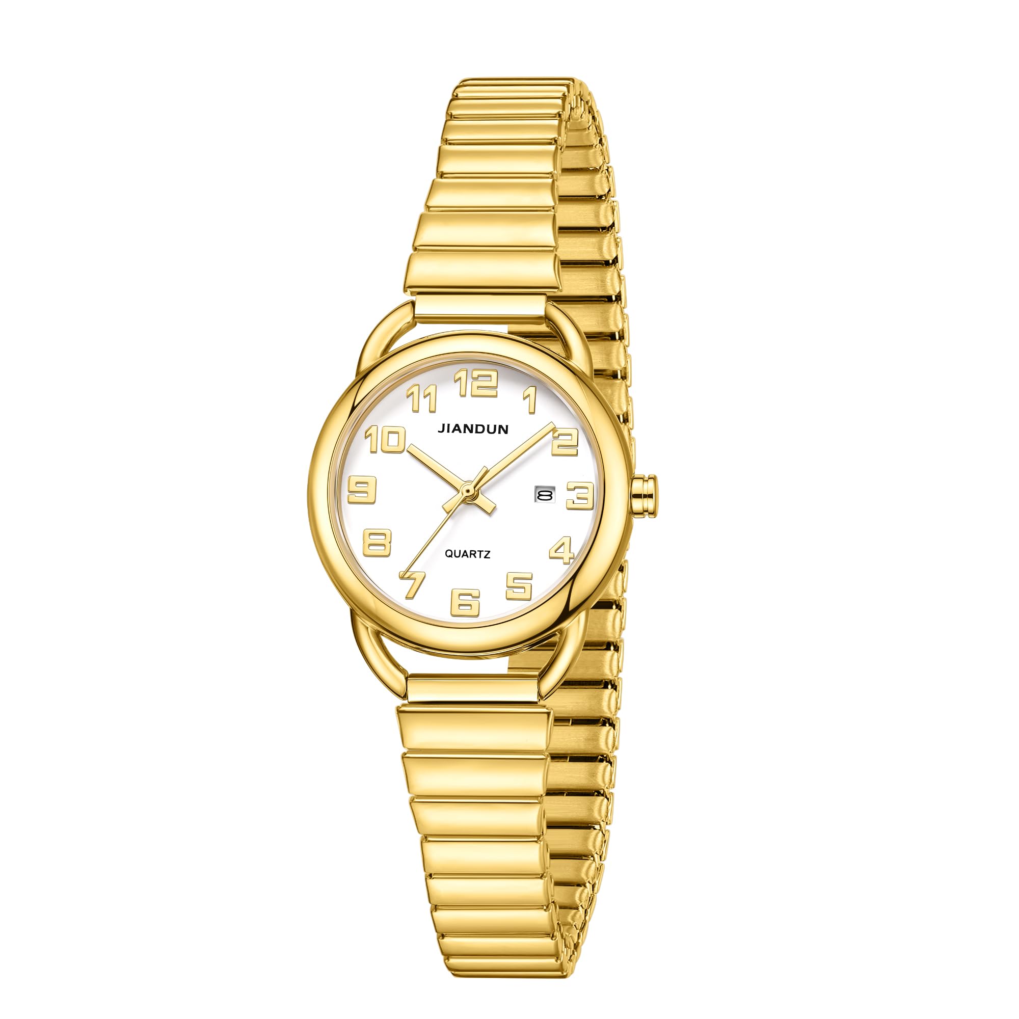 Photo 1 of JIANDUN Women's Gold White Stretch Band Watch
