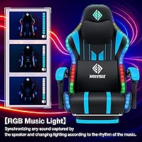 Vista 3 de HOFFREE Silla Gaming con Luces LED RGB de Ritmo Musical y Altavoces Bluetooth Silla Ergonómica de Gaming para Computadora con Masaje y Reposapiés
