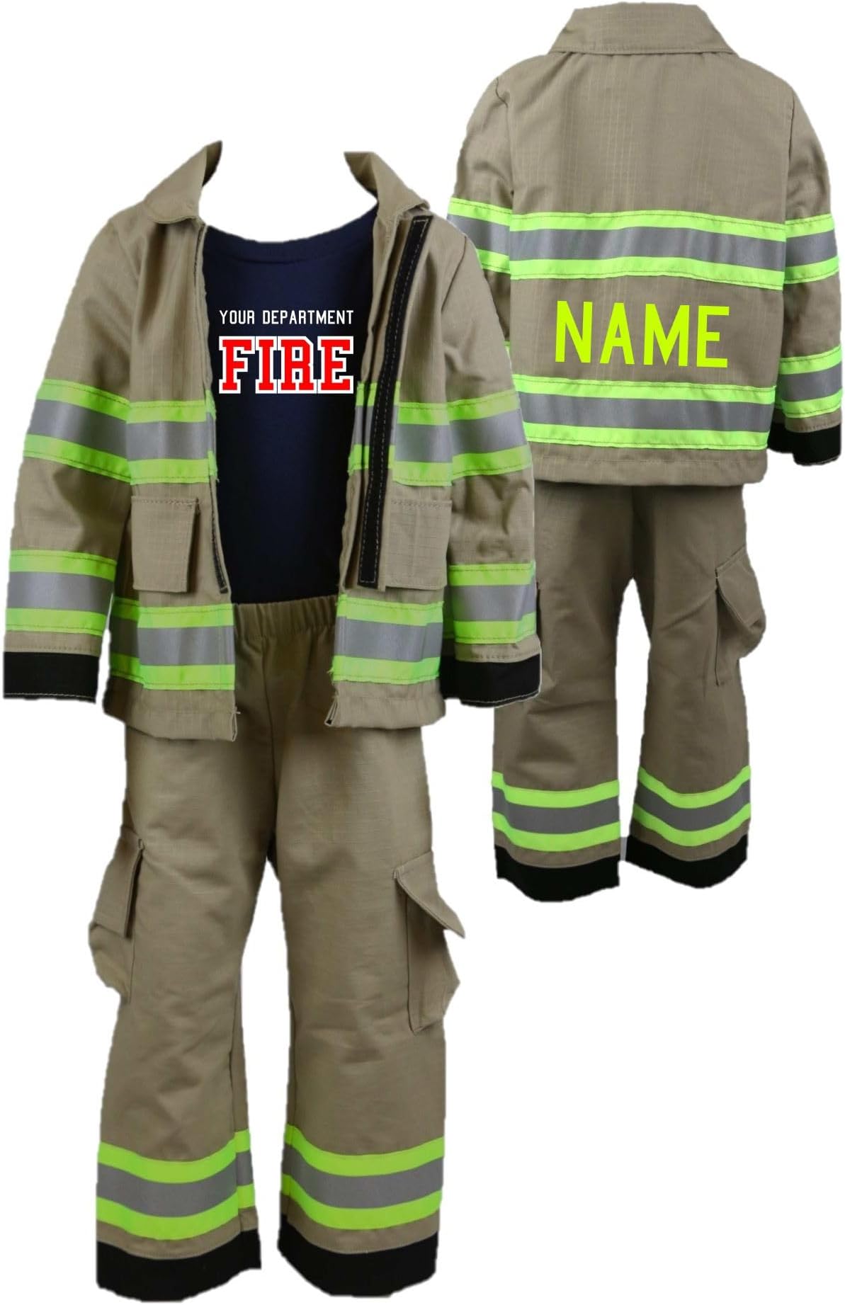 Firefighter Original Personalized Tan 3-Piece Toddler Outfit