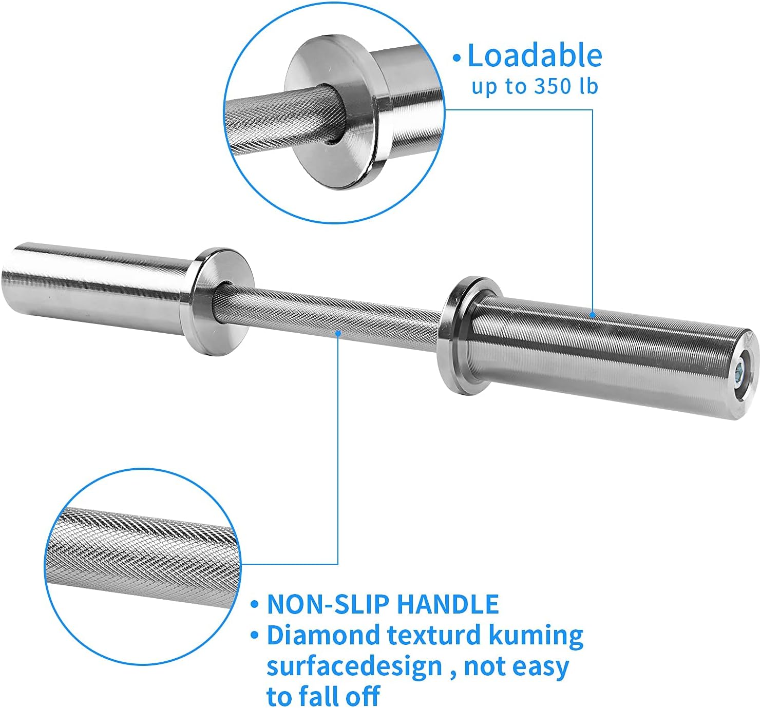 Antelife Olympic Dumbbell Handles 20" Loadable Dumbbell Bars for 2" Olympic Weight Plates, Holds 350 lbs with 4 Spring Collars and Non-Slip Gloves, Ideal for Home Gym Strength Training : Sports & Outdoors
