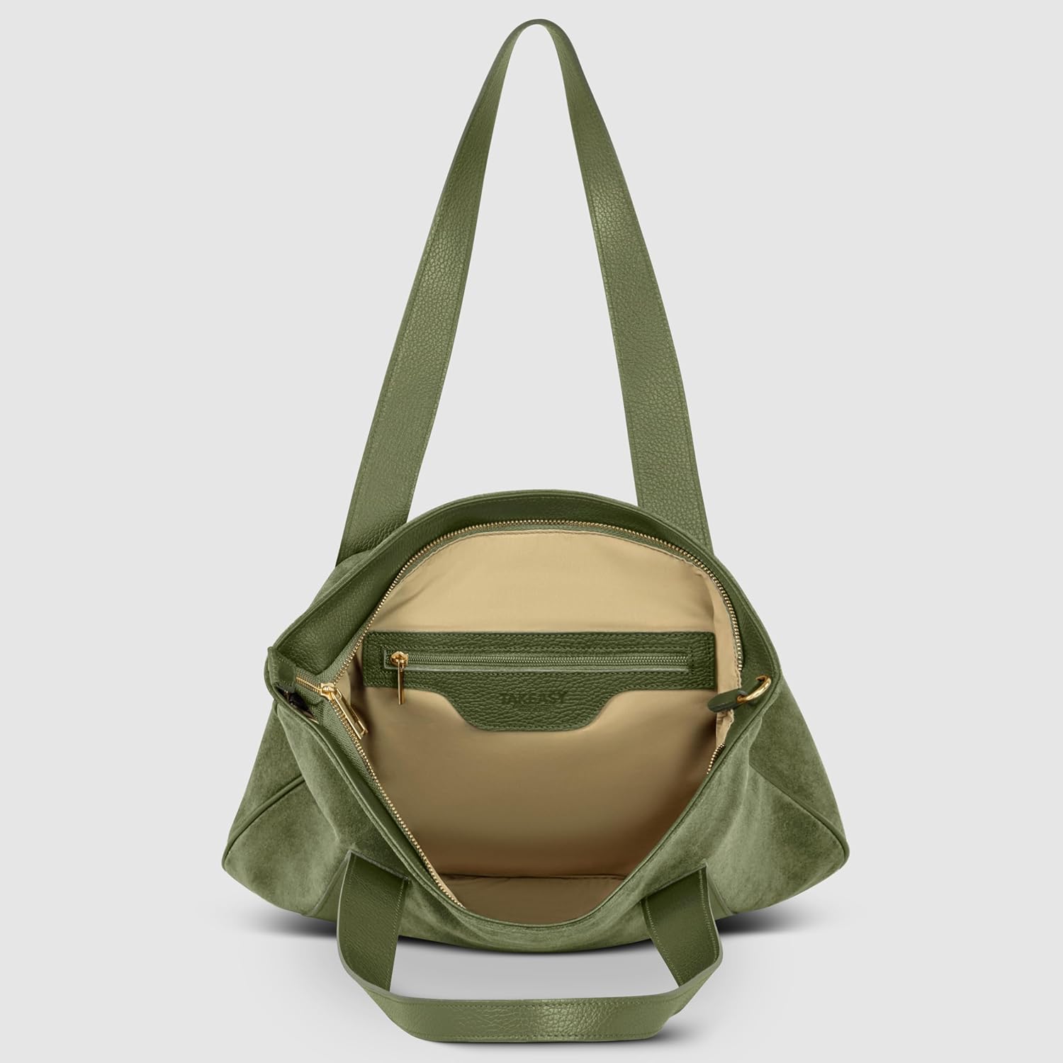 Italian Genuine Suede Leather Tote for Women with Secure Zipper & Adjustable Strap | Large City Shoulder Carryall - Image 2