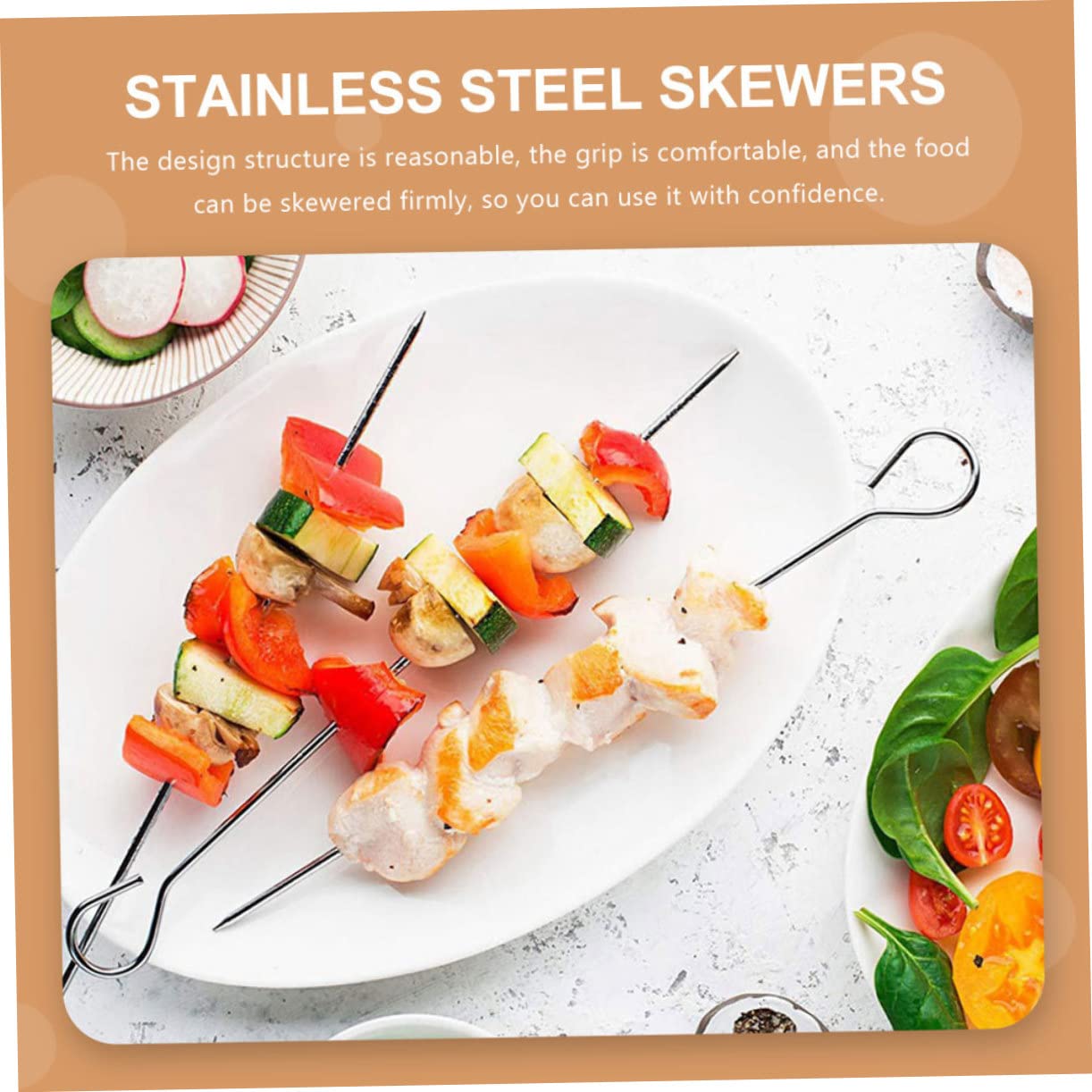 100 Brochettes En Acier Inoxydable Pour Barbecue - Rondes, Réutilisables, Faciles à Nettoyer - Pour Brochettes De Viande, Légumes, Kebabs