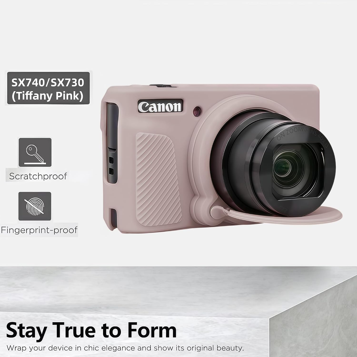 Camera Case for Canon PowerShot SX740/ SX730 Digital Camera,SX740 HS Case, Soft Silicone Protective Case Removable Lens Cover,Comes with 2 Screen Protectors and 1 Wrist Strap. (Tiffany Pink)