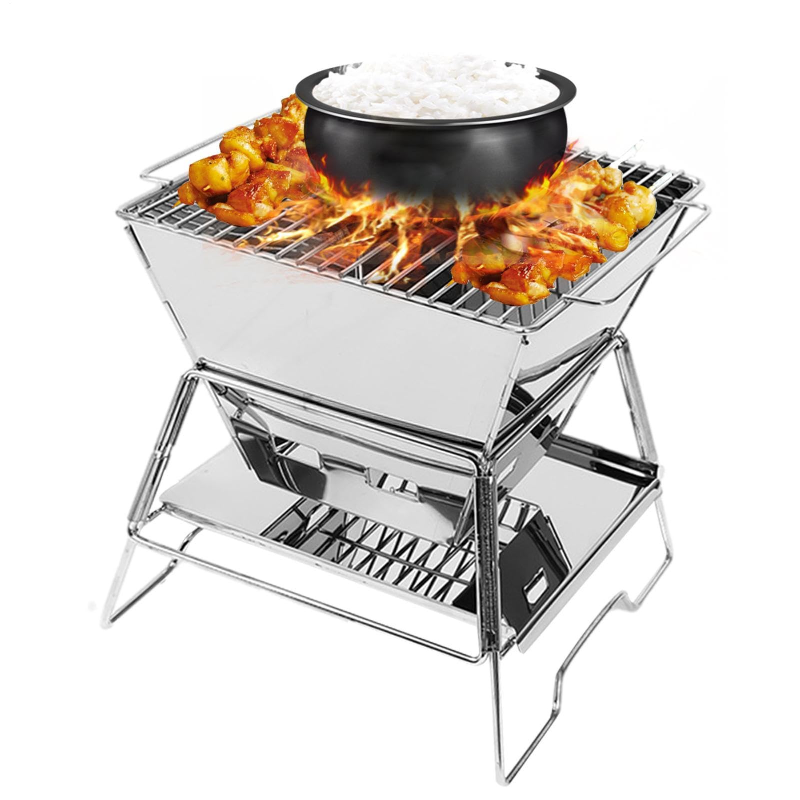 Réchaud de camping en bois | Mini poêle à bois en acier inoxydable | Réchaud de camping pliable pratique pour l'extérieur