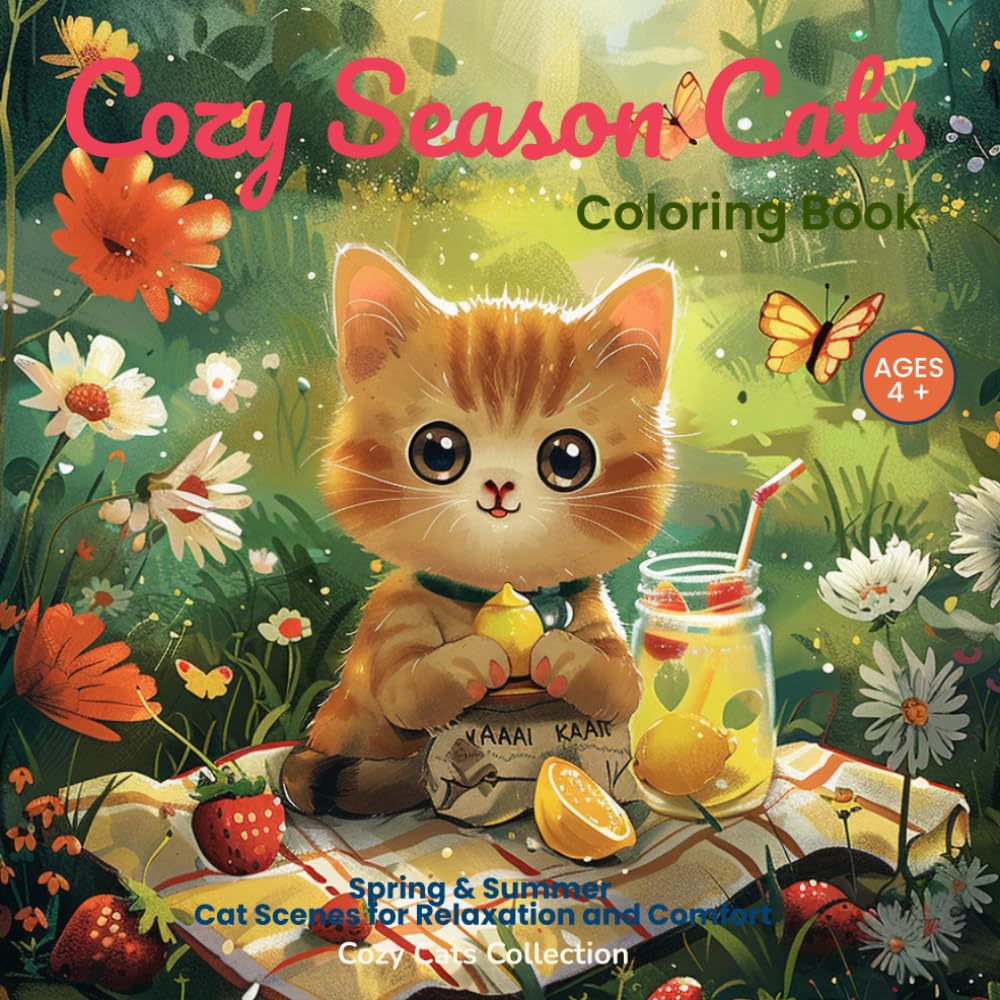 Cozy Cats Seasons – Spring & Summer: “Spring & Summer Coloring Book” (CUTE COZY CATS COLLECTION)