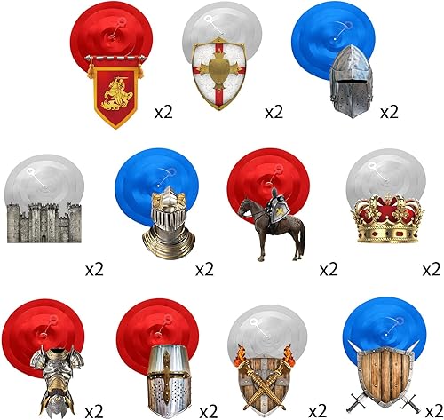 Miniatura 4 de 22 piezas de decoraciones de cumpleaños de caballero medieval, espirales colgantes, corona de caballero, pared de piedra, decoraciones de fiesta