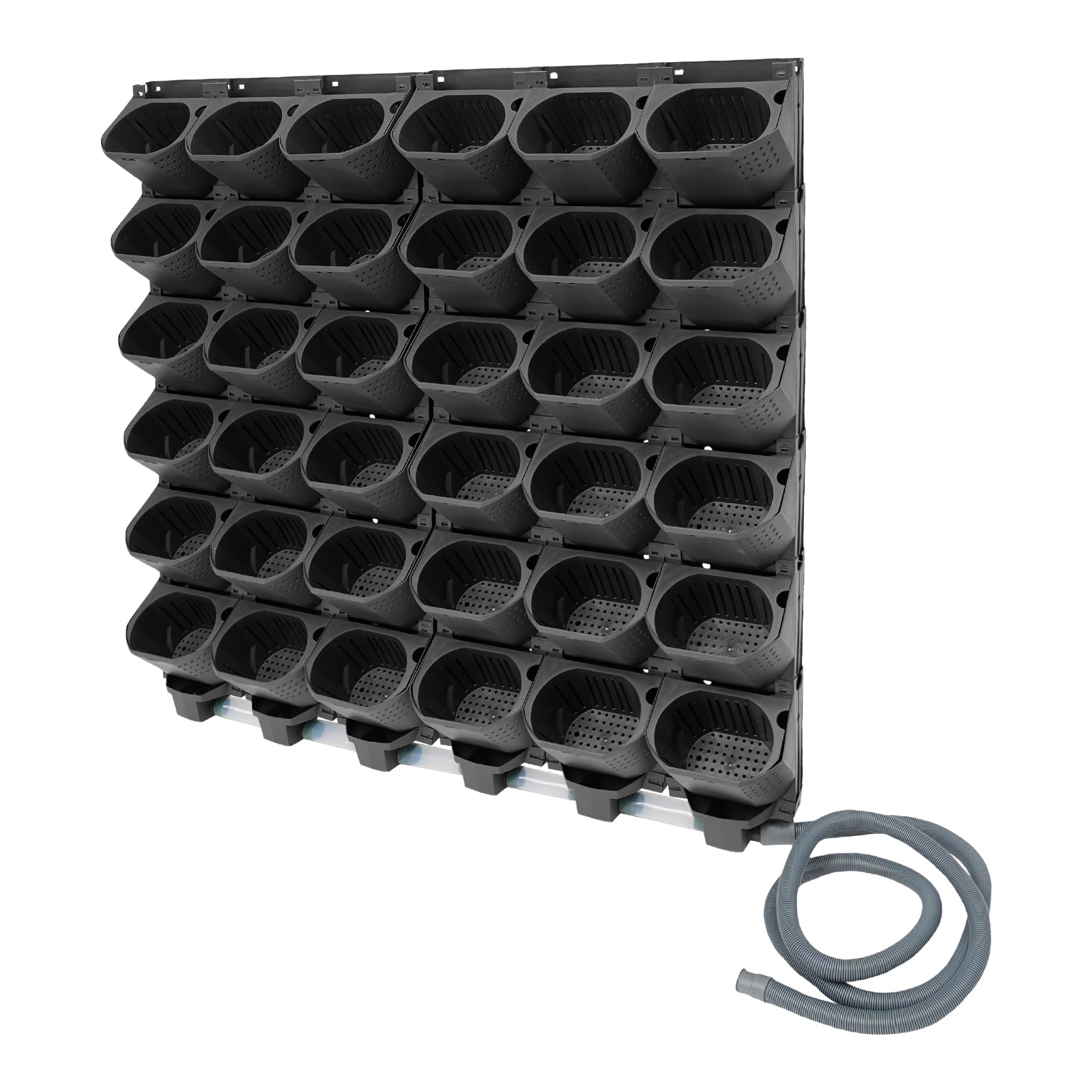 Set di vasi da parete verticali con sistema di irrigazione auto, 36 vasi, parete da giardino autoirrigante, con timer e sensore di pioggia, per interni/esterni/balconi (nero)