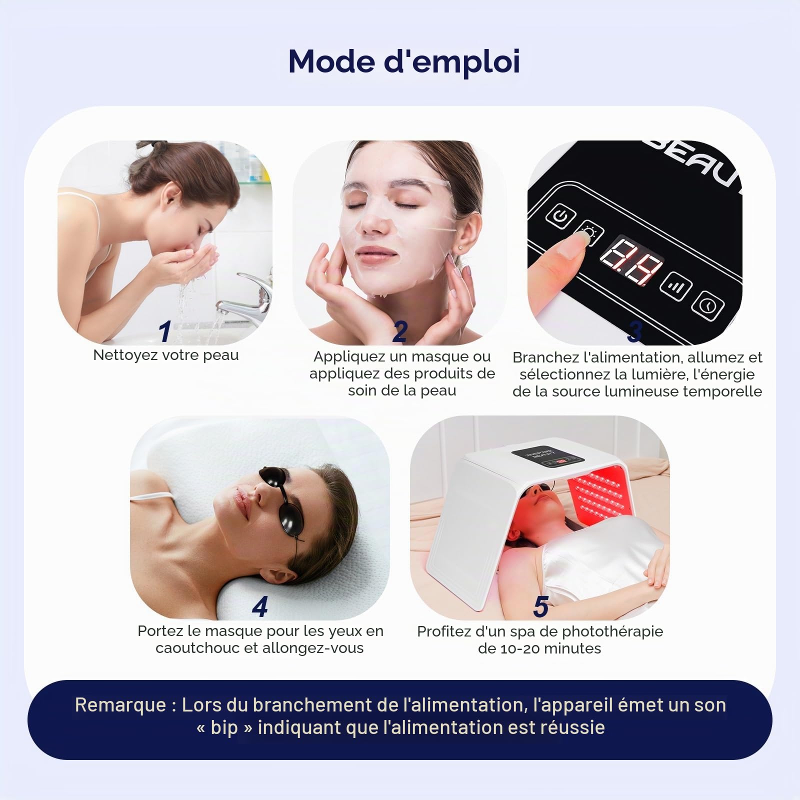 Masque LED pour le visage 7 couleurs Lampe de luminothérapie rouge pour le visage et le corps Machine de thérapie de lumière LED Utilisation à la maison et en salon