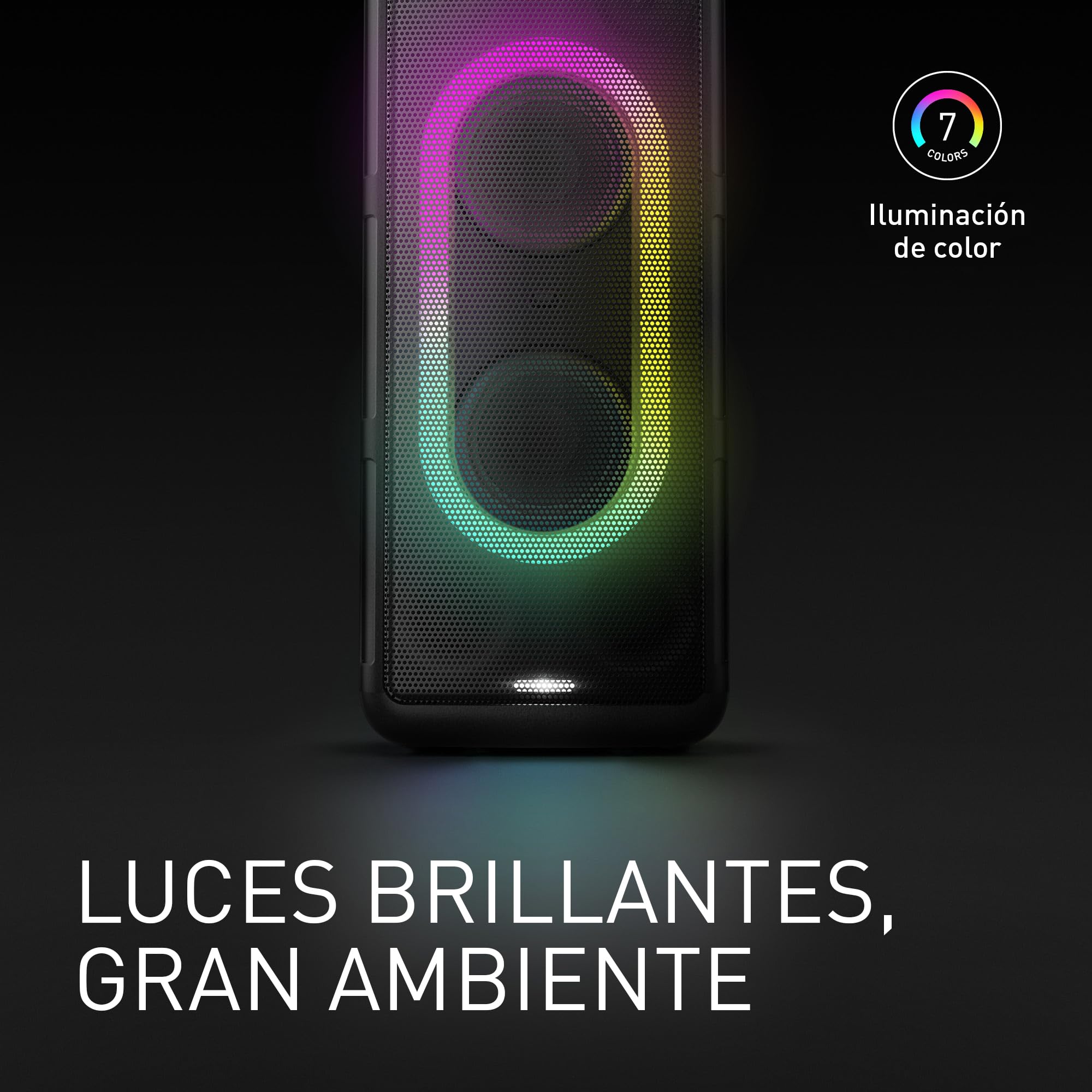 Panasonic SC-BMAX5E-K Altavoz Portátil para Fiestas con Bluetooth, Luces Integradas, 75 W, USB, Entrada Óptica para TV, Entradas de Guitarra y Micrófono para Karaoke, Negro