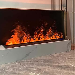 Dekorativer Flammenkamin Mit Luftbefeuchter, ZerstäUbte 7-Farbige Led-Flammensimulation, 3 Mm Dickes Metallpanel, Integrierte Installation,70cm/27.6inch