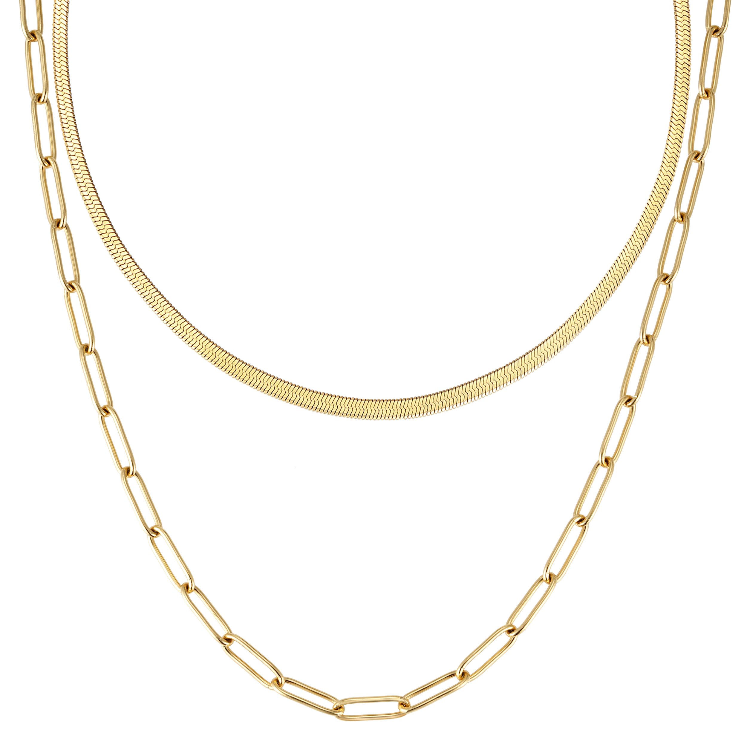 BONNYBIRD® Wasserfeste Edelstahl Gliederkette + Schlangenkette im Set für Damen in Silber, Gold & Roségold, 100% Wasserfest & Hautverträglich BonnyVoyage