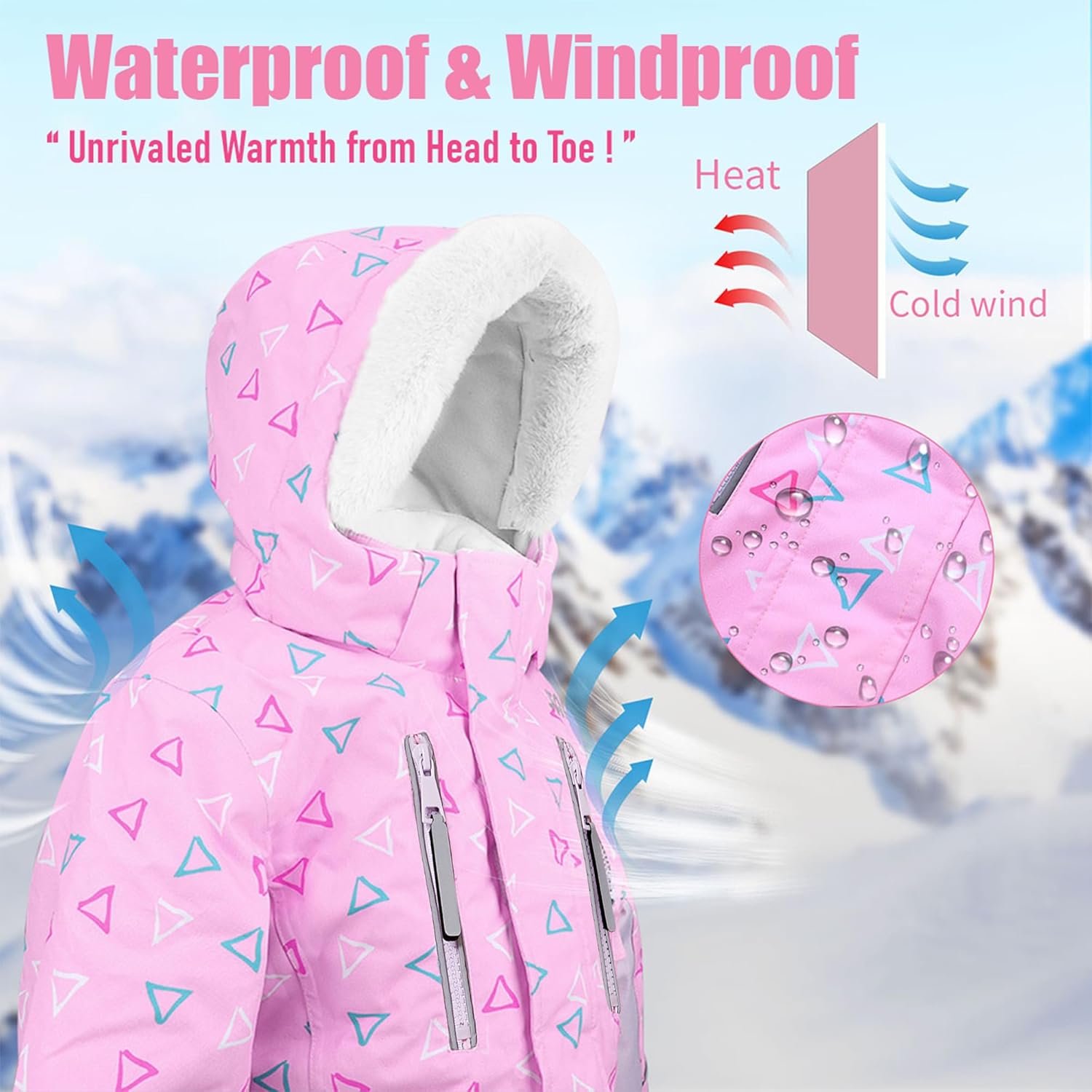 Yueta Kids Snowsuit One Piece, Waterproof Snow Suit for Boys Girls, Ski Jackets Jumpsuits Overalls for Skiing Snowboarding - Image 4