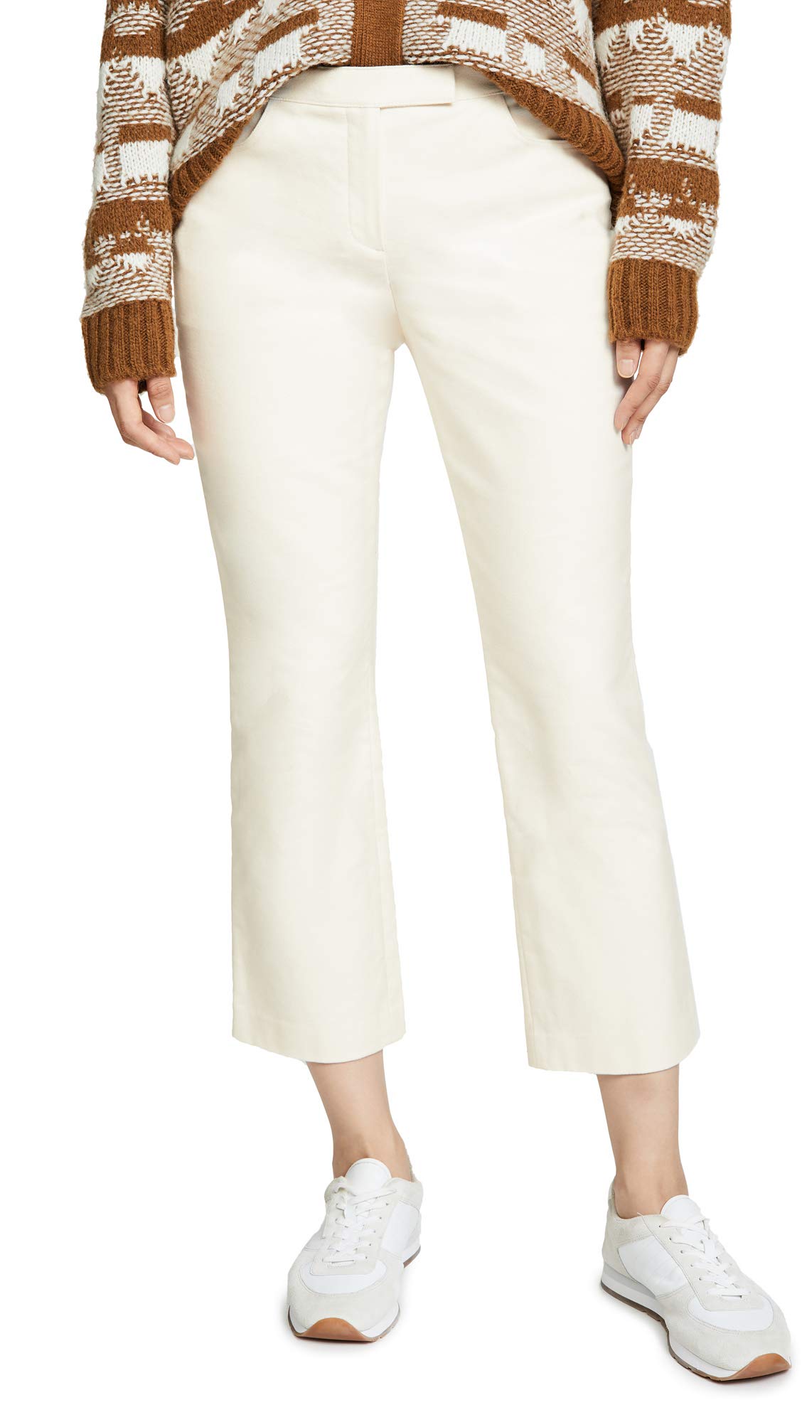 Theory Womens Kick Flare Crop Pants Ivory 4