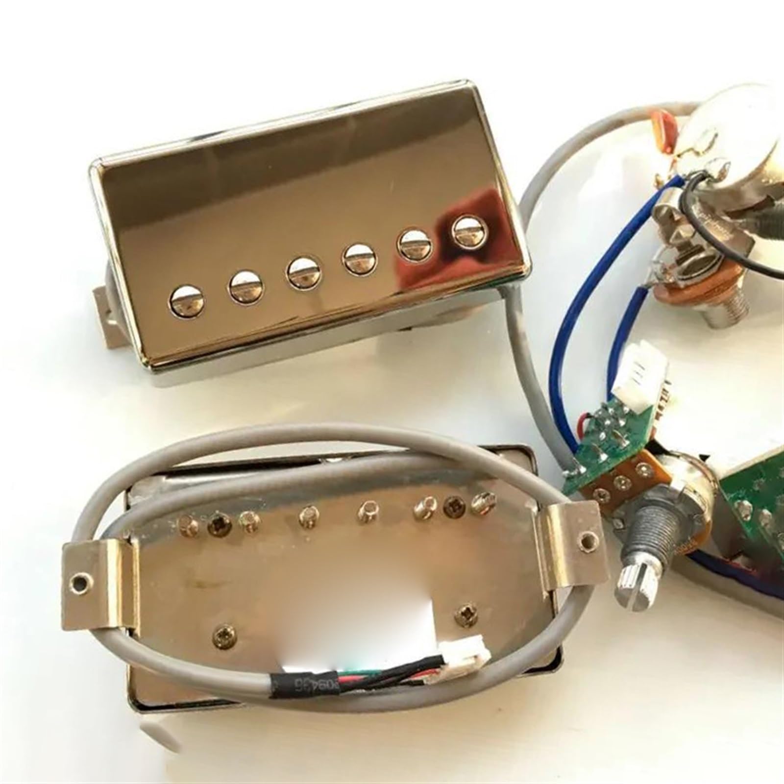 Electric Guitar Pickups 1 Set Electric Guitar Humbucker Pickups With Pro Wiring Harness Nickel Cover Silver
