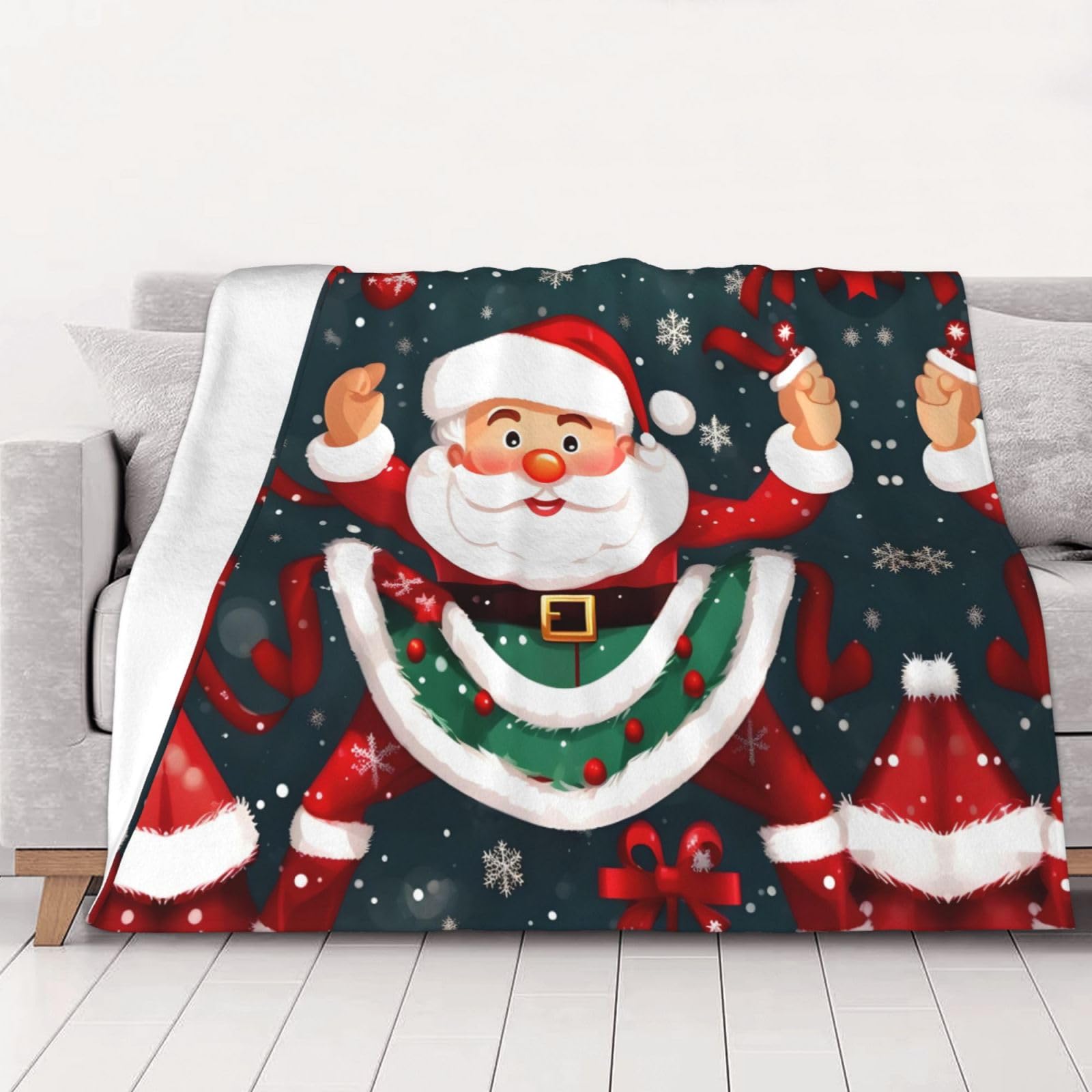 Couverture motif Père Noël pour canapé et lit : cocooning magique en hiver 152x203cm