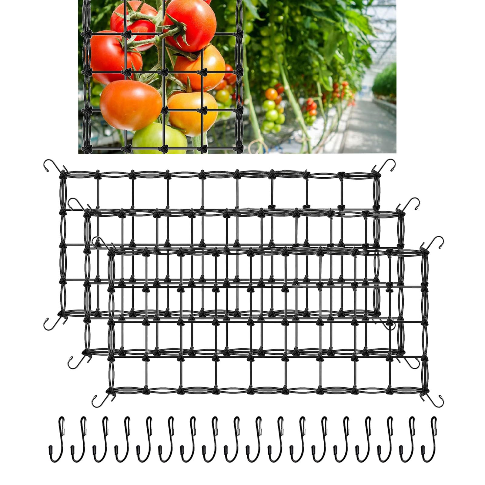 Rete per Piante Rampicanti,Supporto Piante Rampicanti 60 X 120 Cm,Rete Rampicanti Con 18 Ganci Rinforzo a Doppio Strato,Pali Di Supporto per Piante per Pomodori Cetrioli Rampicanti Supporto Piante
