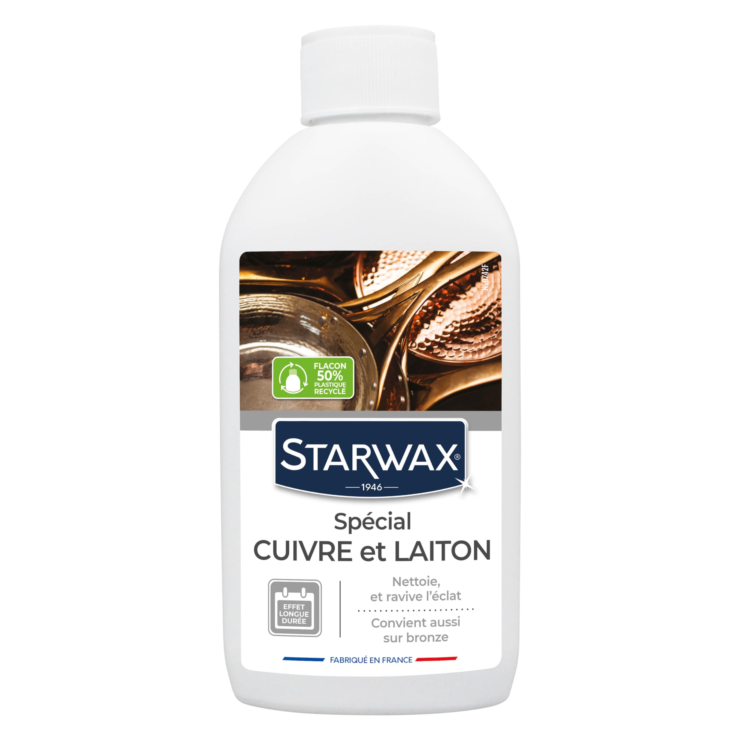 STARWAX - Nettoyant Spécial cuivre, Bronze et laiton - nettoie, détache, fait briller - effet longue durée - effet d'oxydation retardé- sans ammoniaque - parfum agréable - Fabrication française-​250ml