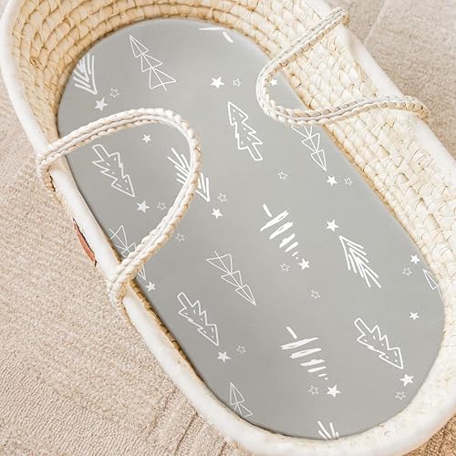 Vista 36 de Juego de 2 sábanas elásticas ultra suaves para moisés, ajuste universal para moisés, cesta de moisés, colchón rectangular ovalado, seguro y cómodo