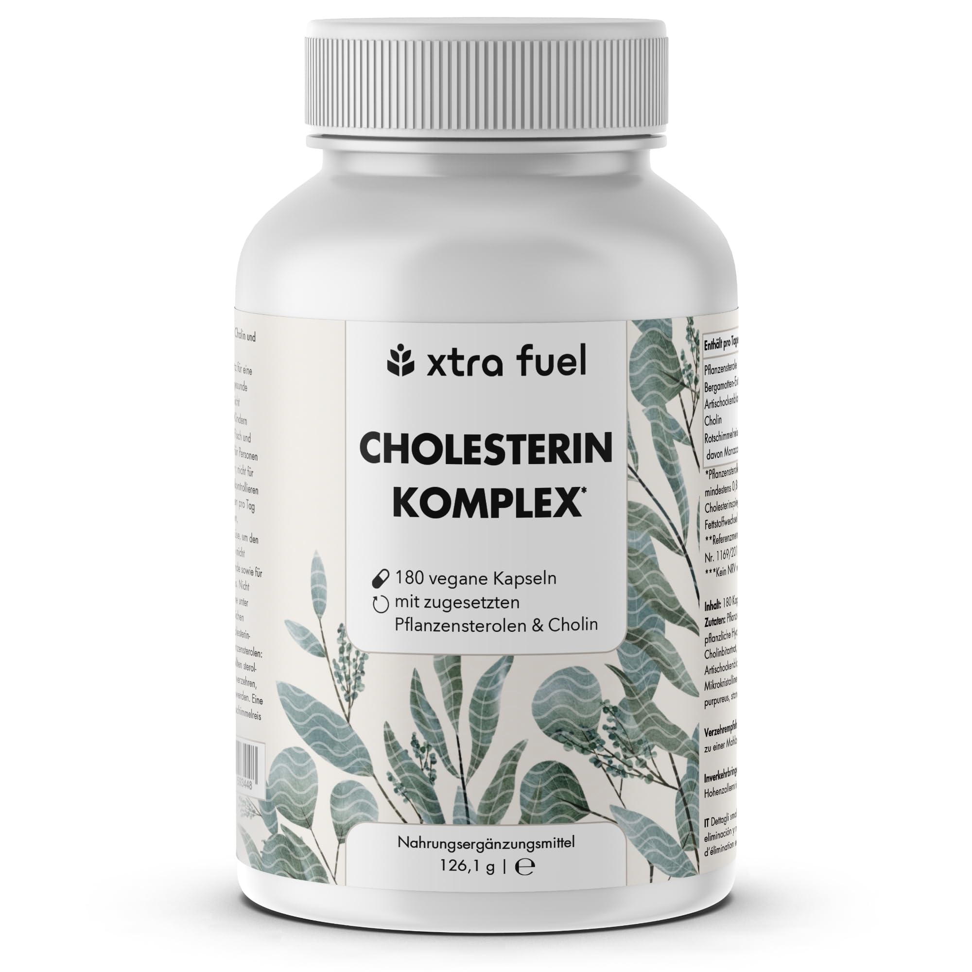 Cholesterin Komplex mit Pflanzensterolen & Cholin – 180 vegane Kapseln (hochdosiert) – Bergamotte, Artischocke & Rotschimmelreis Extrakt mit Monacolin K – vegan & laborgeprüft