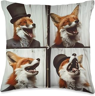 Laughing Fox In Suit Funny Animal Photobooth Pet Fox Mom Throw Pillow