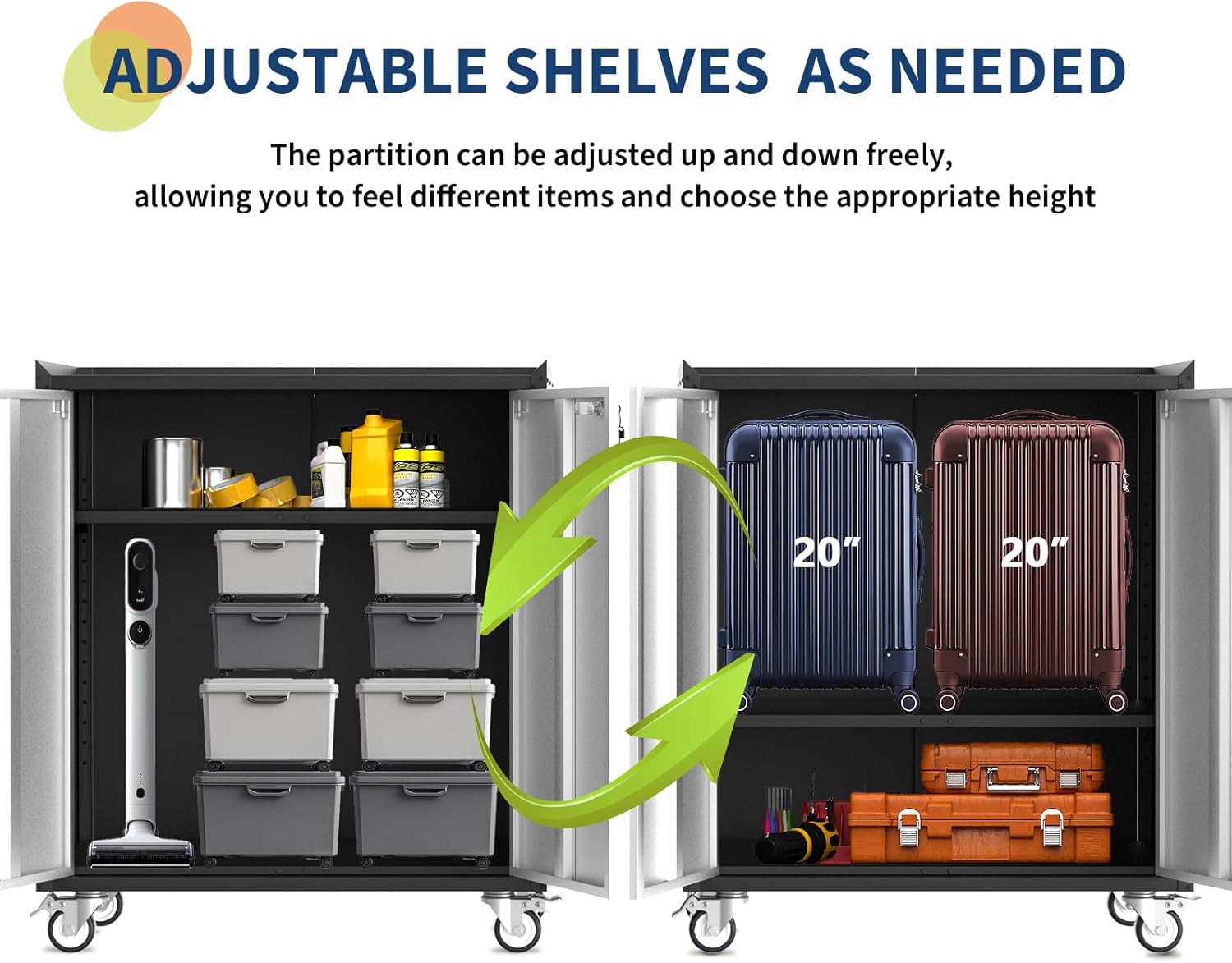 Takywep 30 in Rolling Tool Cabinet with Adjustable Shelf & Locks, Heavy Duty Steel Storage Cabinet on Wheels, Metal Tool Organizer for Garage Workshop Office, Grey