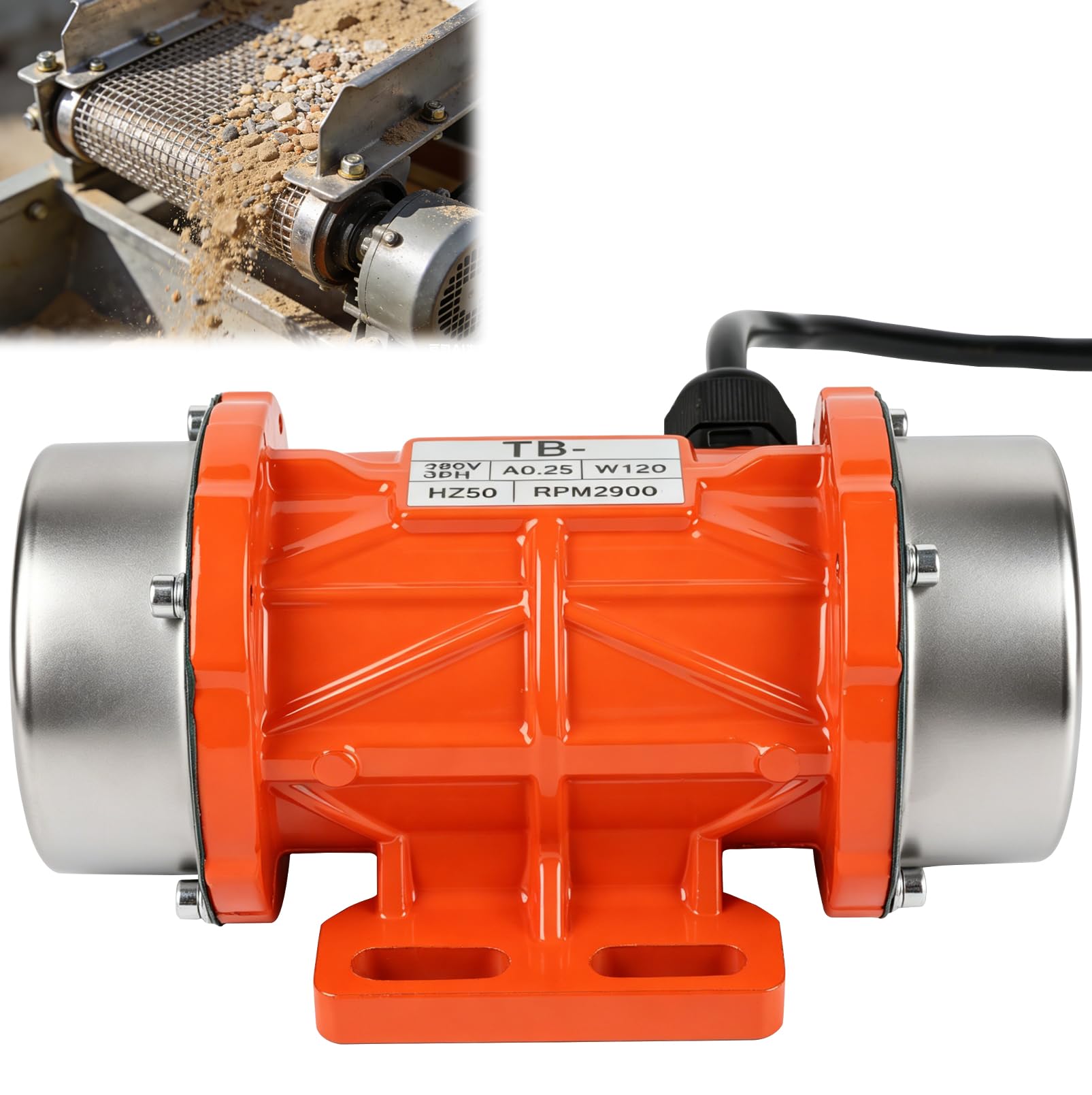 100W Elektrischer Vibrationsmotor, Drehstrom Vibrationsmotor(380 V), Einstellbare Vibration, 50KG Kraft, 3000 U/min, Kleiner Motorvibrator für Futterspender/Vibrationssieb/Gebäude/Bergbau/Metallurgie