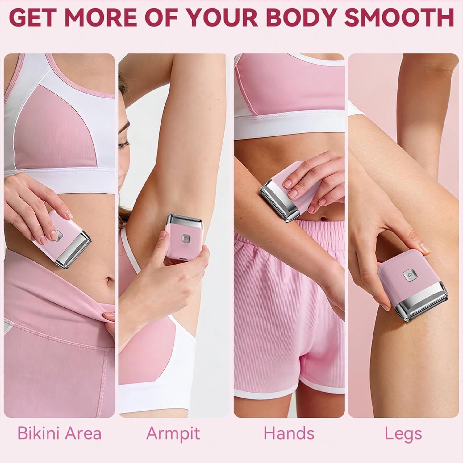 2-Speed Electric Foil Shaver with Travel Lock, Type-C Rechargeable Razor, Includes 3mm Comb & Cleaning Brush (Light Pink)