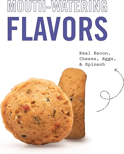 Miniatura 3 de Three Dog Bakery Bocadillos de sartén con huevos, tocino, queso y espinacas, golosinas prémium para perros horneadas suaves, bolsa de 36 onzas,