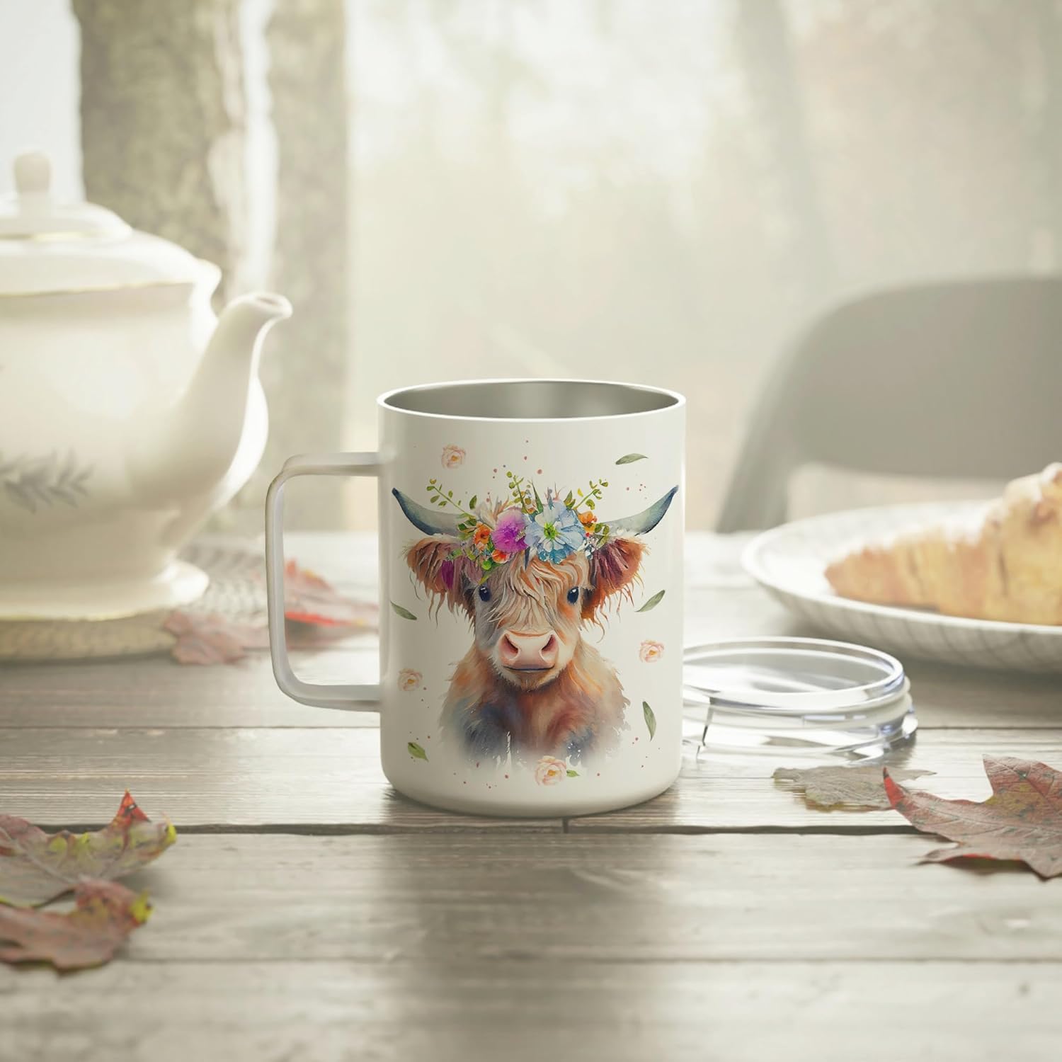 Hyturtle Highland Cow Coffee Mug Stainless Steel 12oz, Cow Gifts For Women, Highland Cow Lover Gift For Girls, Daughter On Birthday Christmas