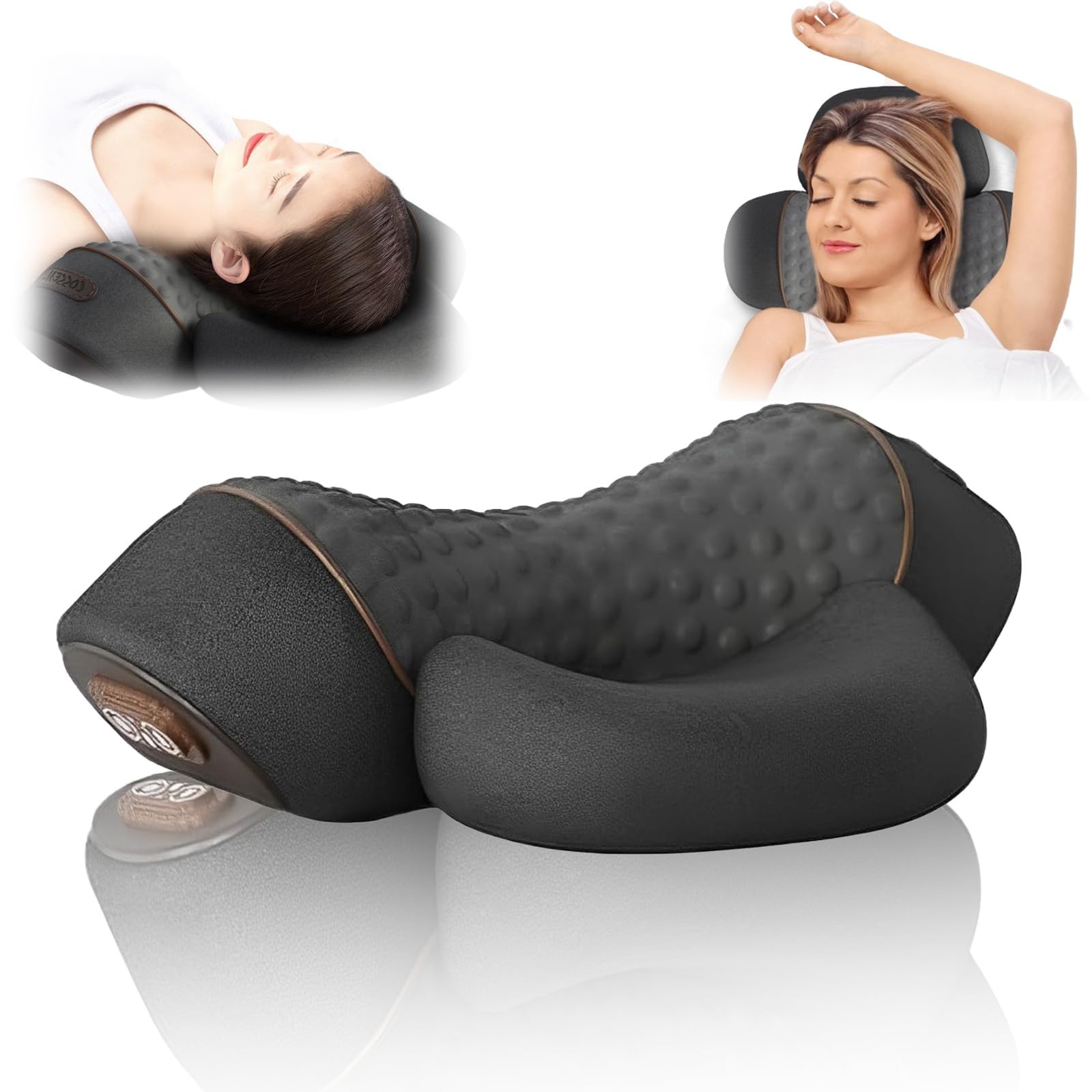 Massaggiatore cervicale 3 in 1 con calore, design ergonomico per alleviare il dolore, rilassamento profondo dell'impasto dei tessuti, nuova versione 2025 - Tecnologia di trazione per il massimo