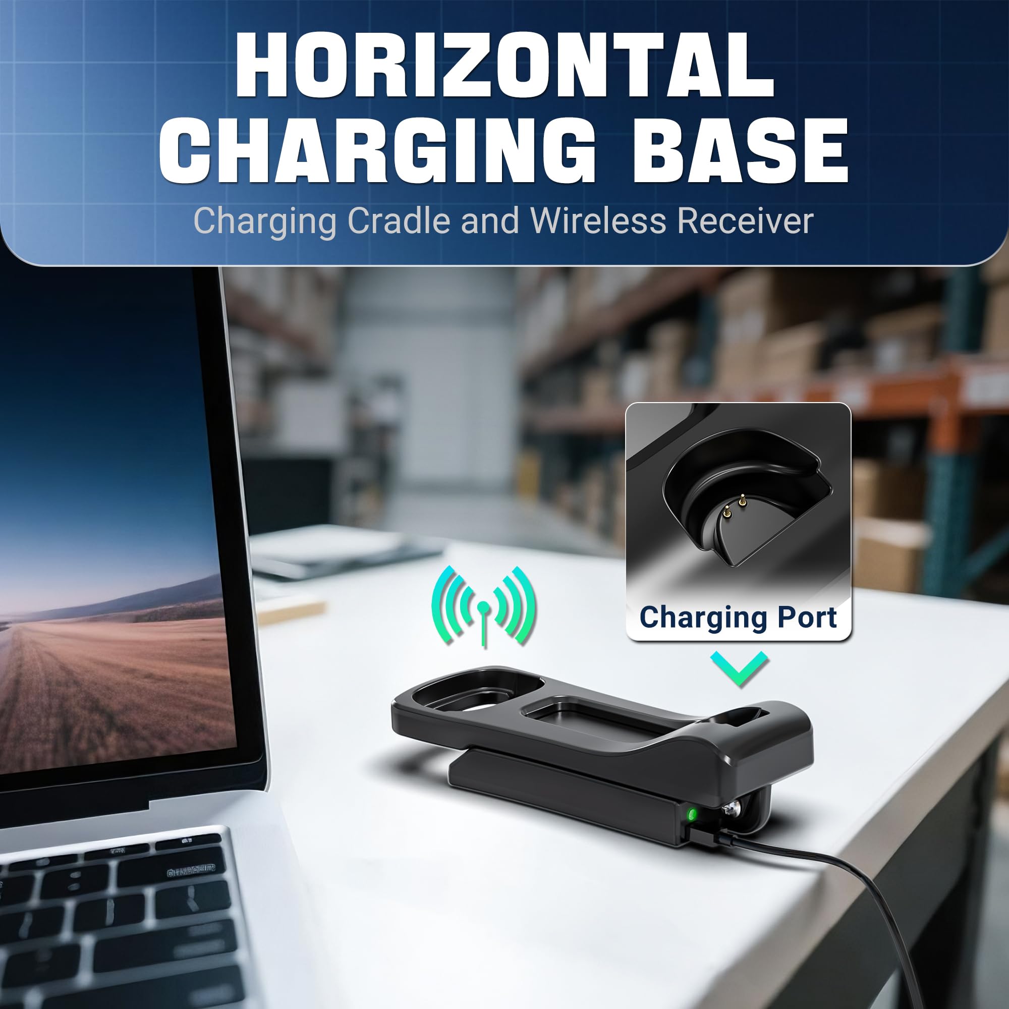 Tera Escáner de Código de Barras 1D 2D QR Inalámbrico 2.4G + USB 2.0 con Cable Mano Lector de con El Soporte Plegable Ajustable y la Base de Carga se Pueden Montar en la Pared, D5100-Z