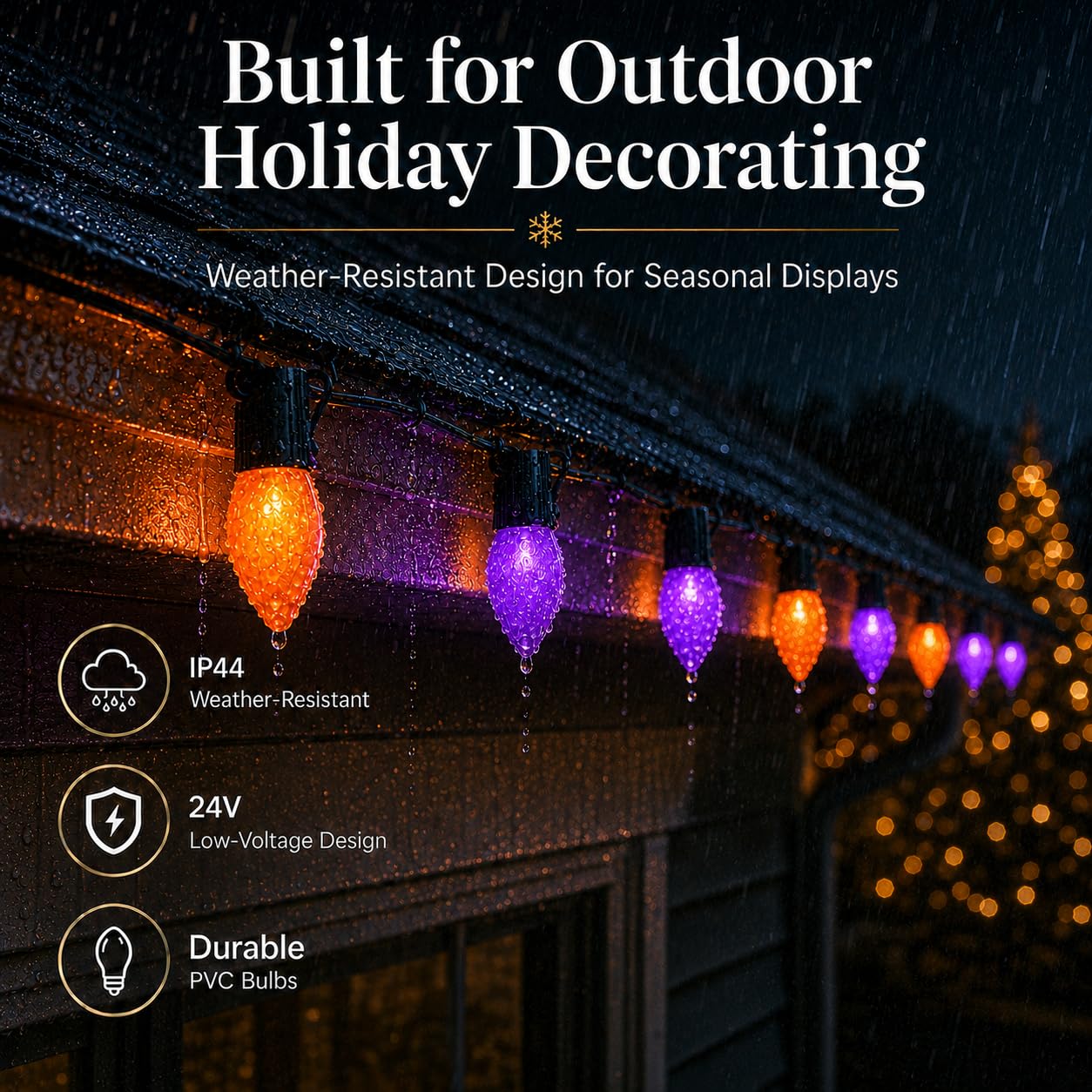 Probro Smart C9 - Luci natalizie a LED per esterni, 25 m, 150 LED, stile vintage, con telecomando, 105+ modalità, impermeabilità IP65, collegabili, sincronizzazione musicale per albero di Natale