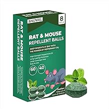 SUREKHA Mouse Repellent,Peppermint Oil Mouse and Squirrel Deterrent for Indoor Garage, Rat Poisoning for Inside Home, Natural Repellent to Keep Rodents Out of Car, Rat Controller Pills (8 Piece)