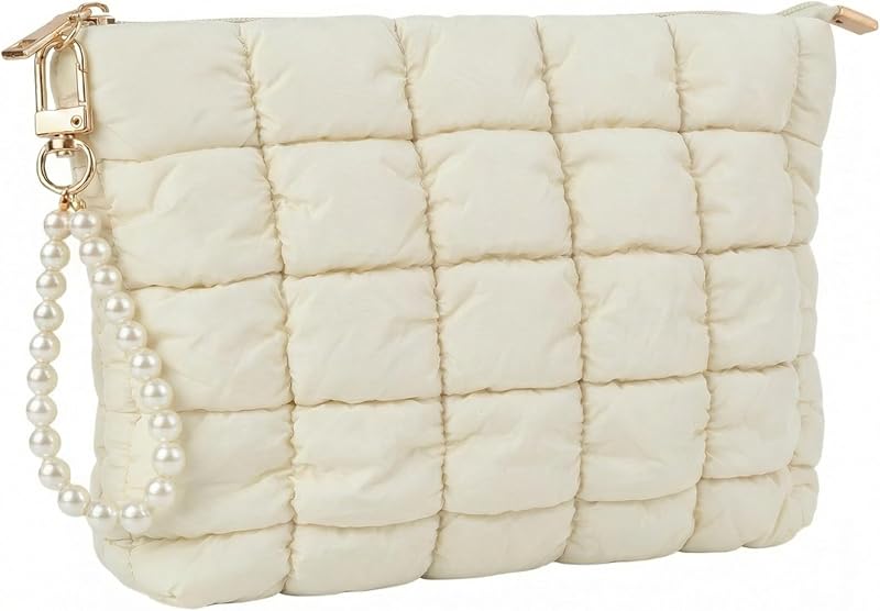Necessaire de maquiagem acolchoada preta CECKQUE com alça de pulso removível, 25,4 cm, WH-Br-A1