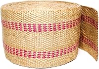 Vista 3 de Tapicería/Cinta de yute artesanal (arpillera) 3.5 pulgadas X 10 yardas, natural con rayas rojas