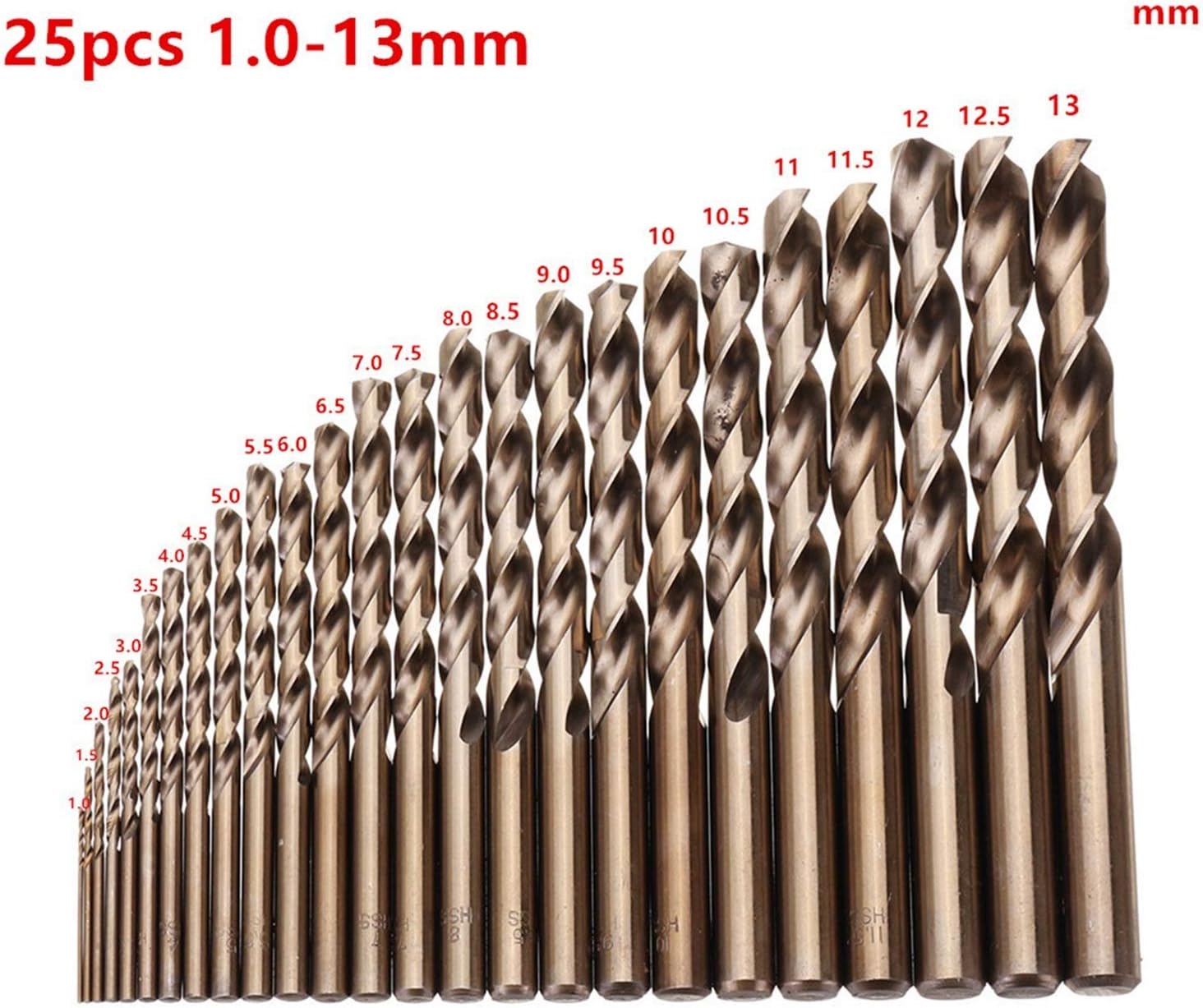 Milling Cutter Bit Rotating Bit HSS-Co M35 Cobalt High Hardness Straight Shank Twist Drill Power Tool Accessories Metal Stainless Steel Special Drill (Color : 15pcs)