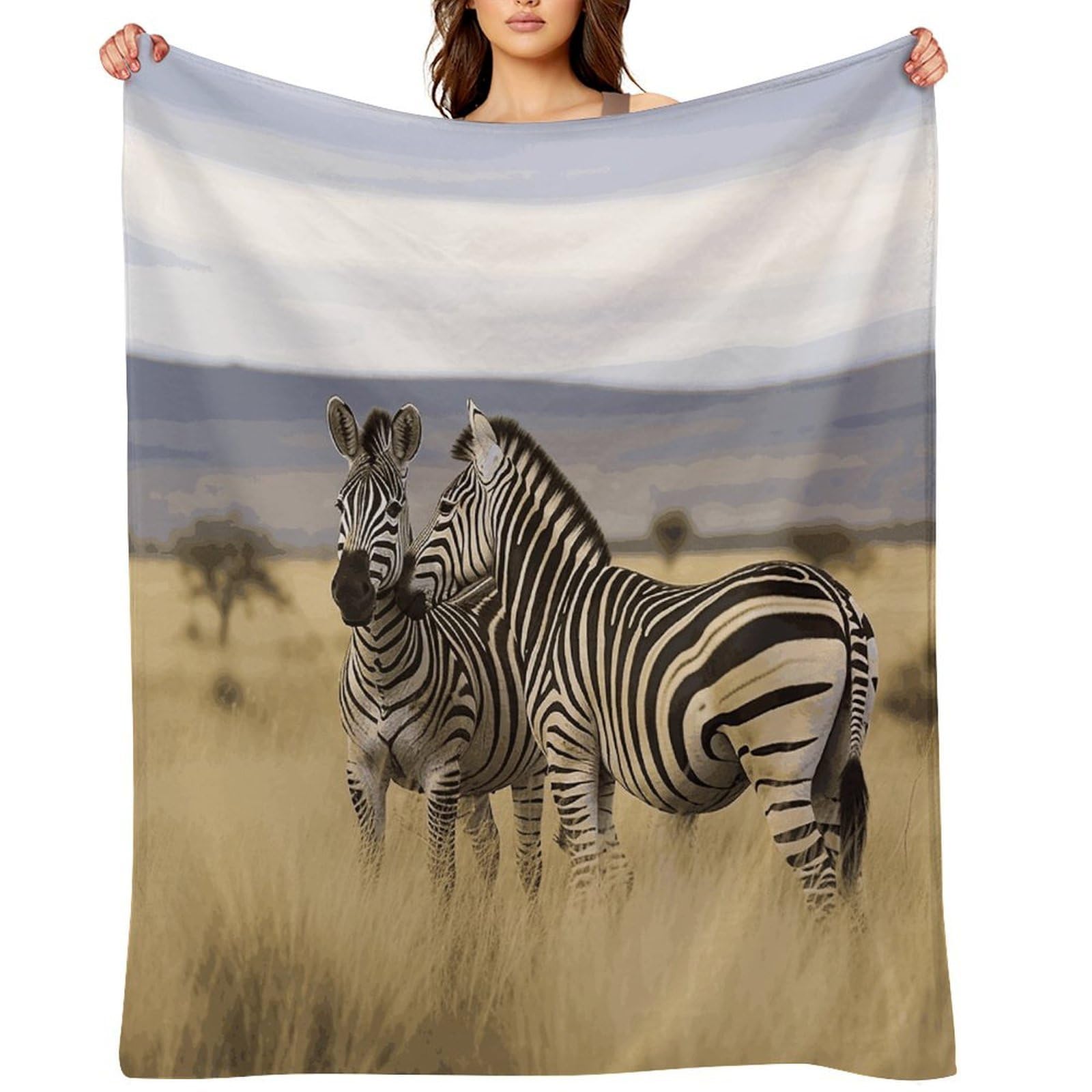 Flannel Zebras on South Africa Throw Blanket for Couch Super Soft Fuzzy Cozy Flannel Blankets No Shed No Pilling FAnti-Static Winter Bed Blanket Decorative and Giftable Blankets